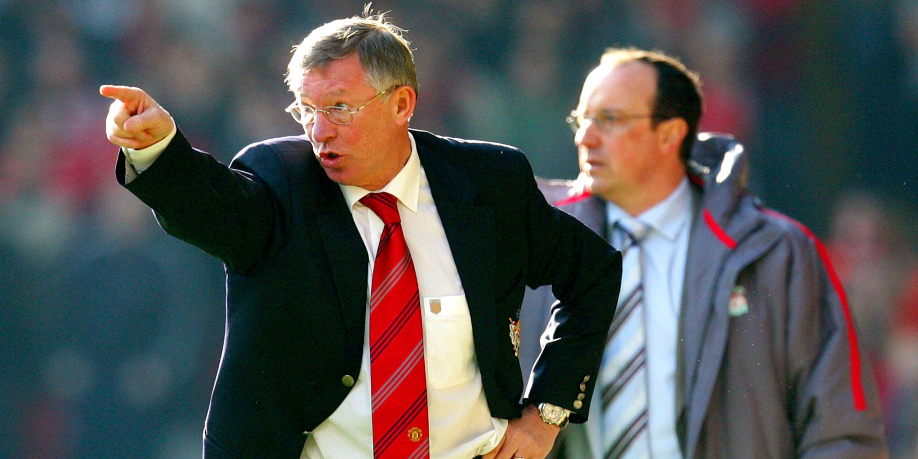 Sir Alex Ferguson and Rafa Benitez on the sideline