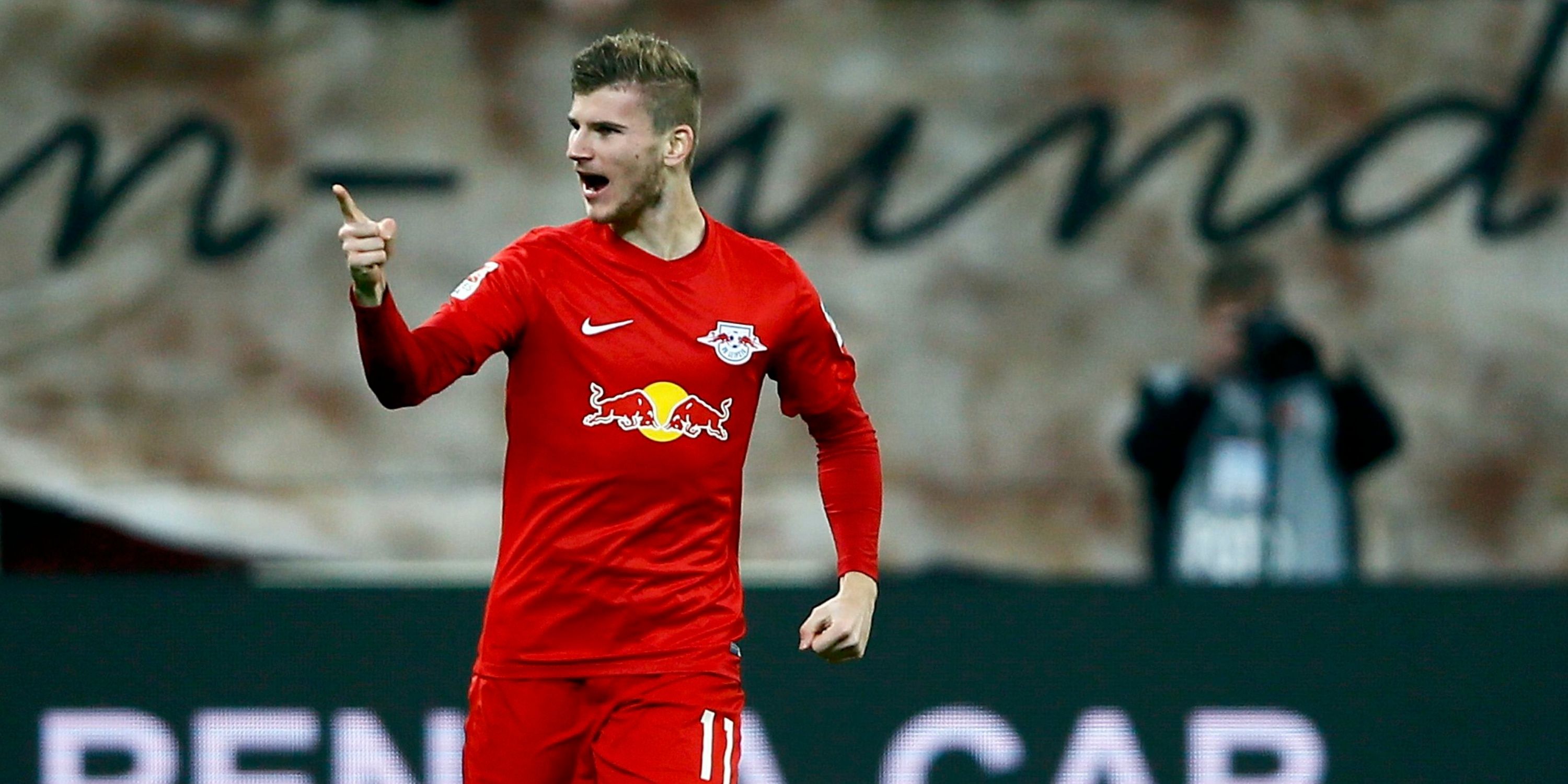 Timo Werner celebrates for RB Leipzig