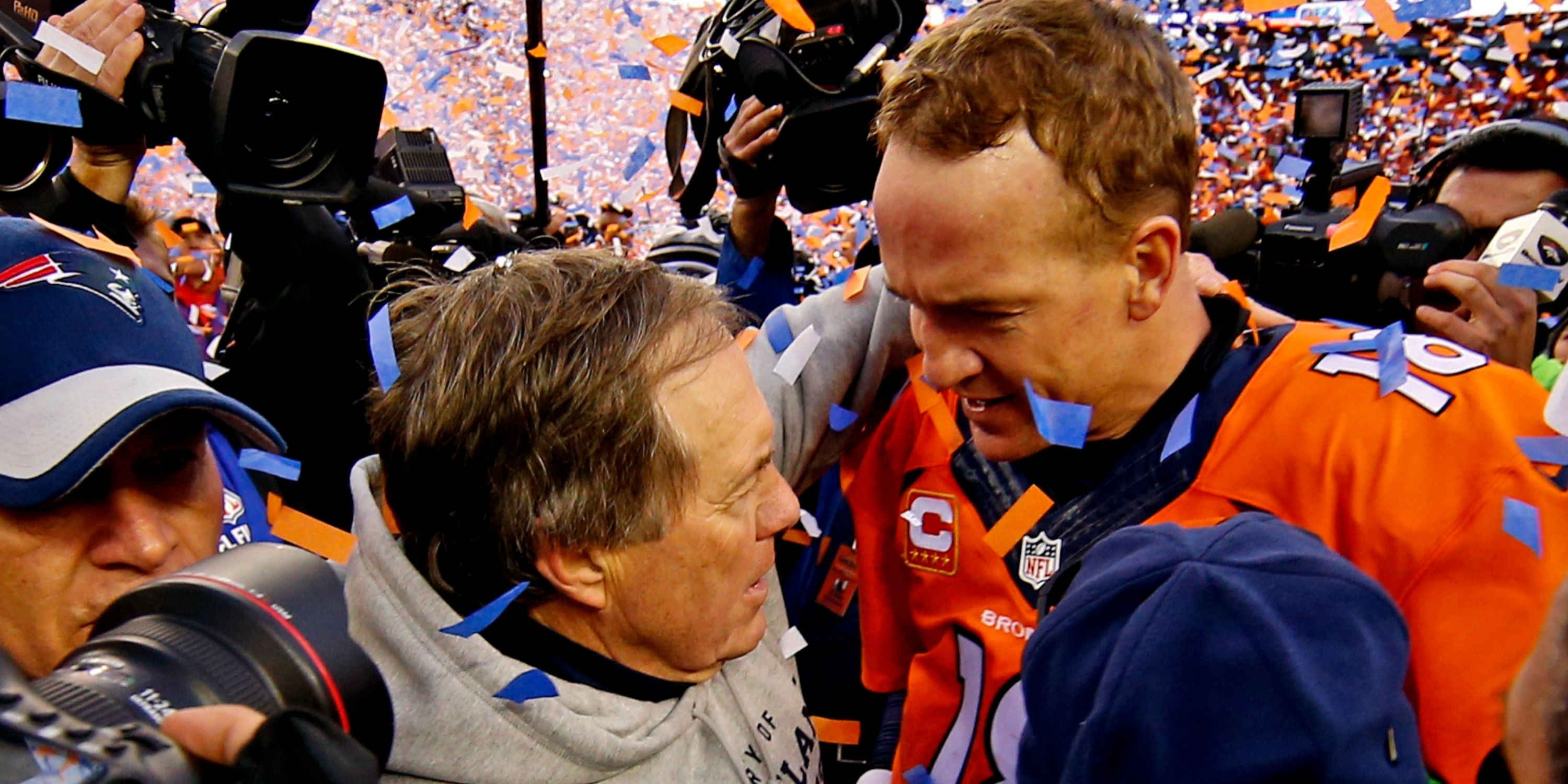 Bill Belichick and Peyton Manning after AFC Championship 