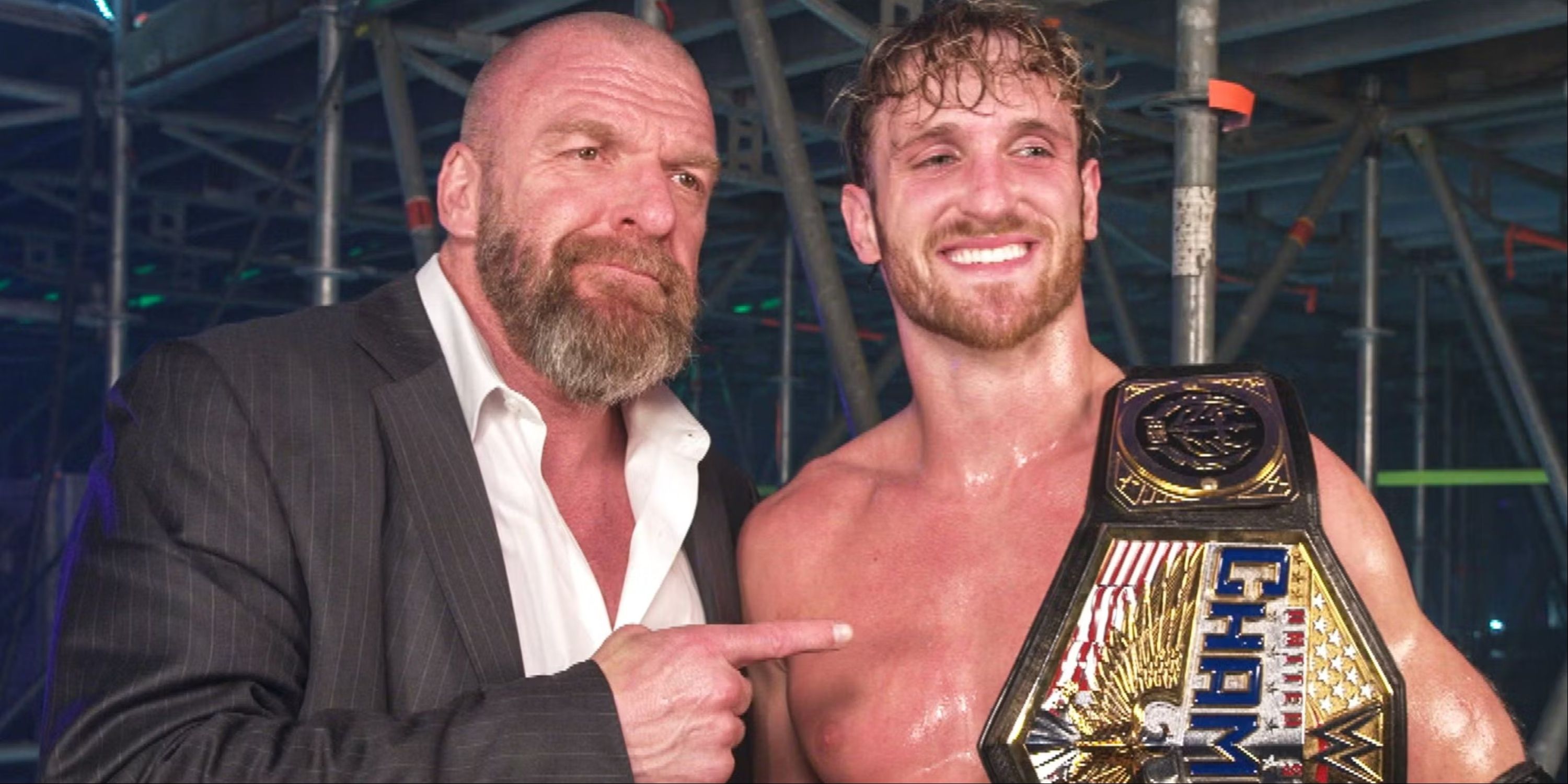 Triple H and Logan Paul with the United States Championship