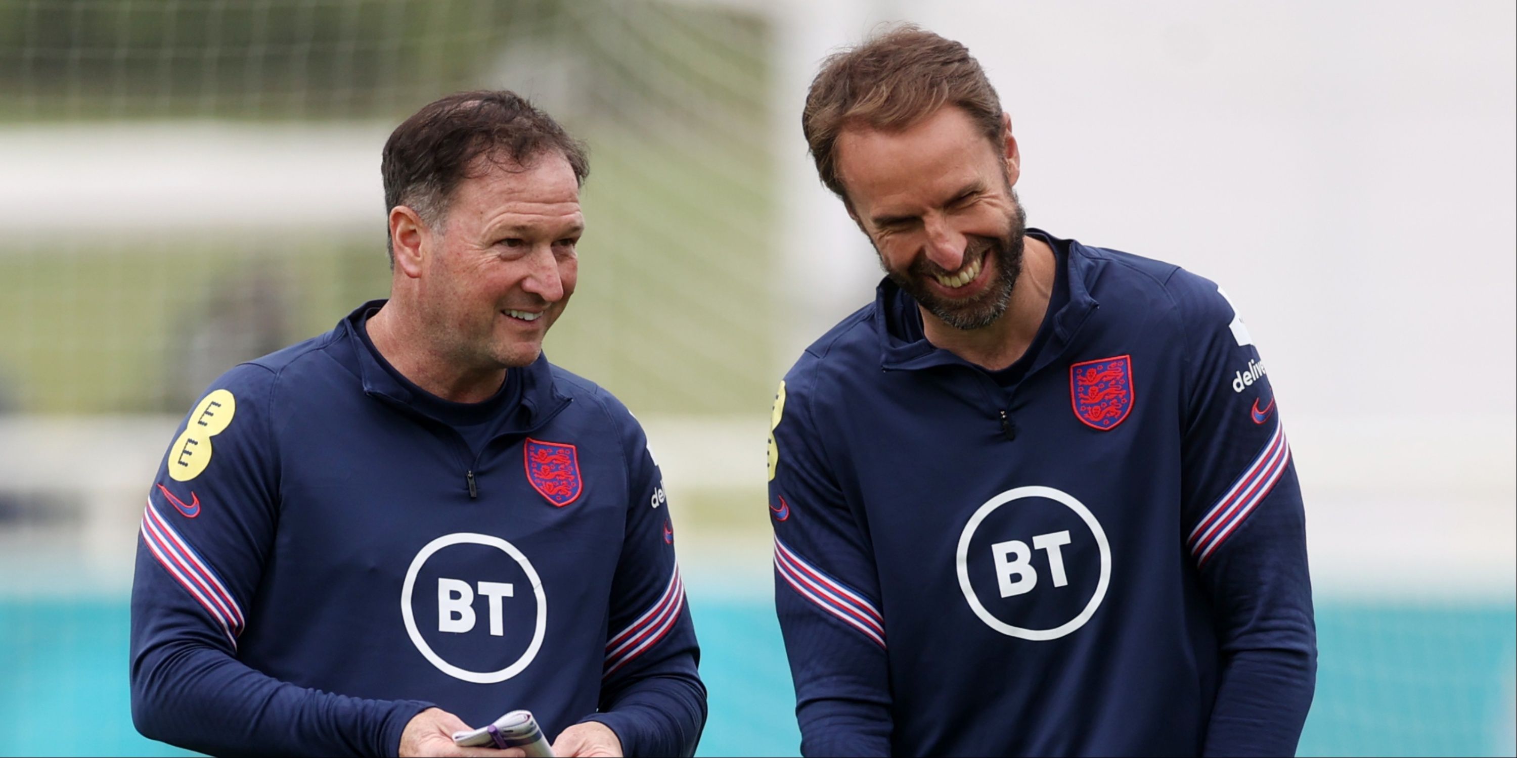 Gareth Southgate and Steve Holland in England training