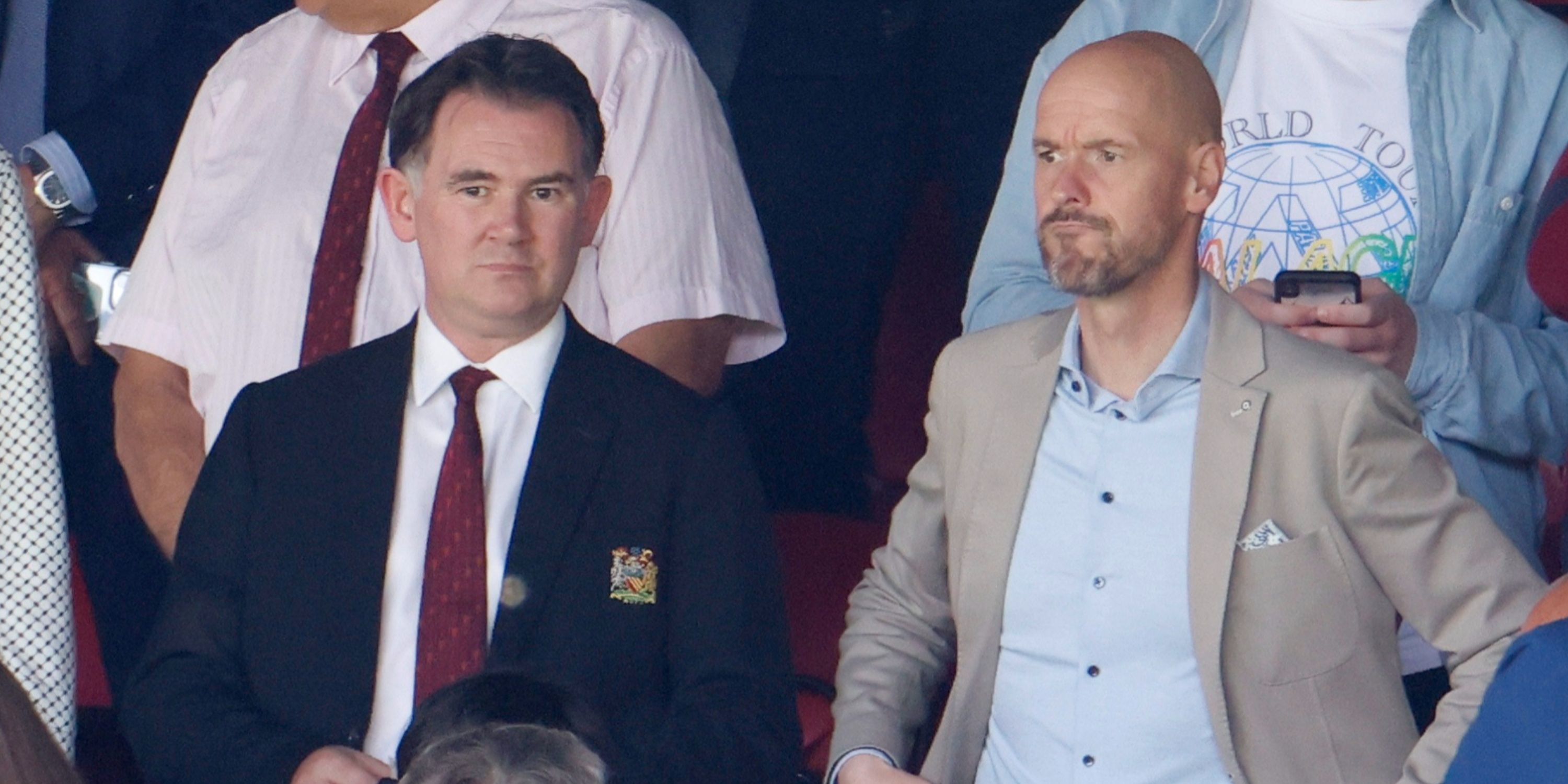 Manchester United football director John Murtough and boss Erik ten Hag watching on from the stands