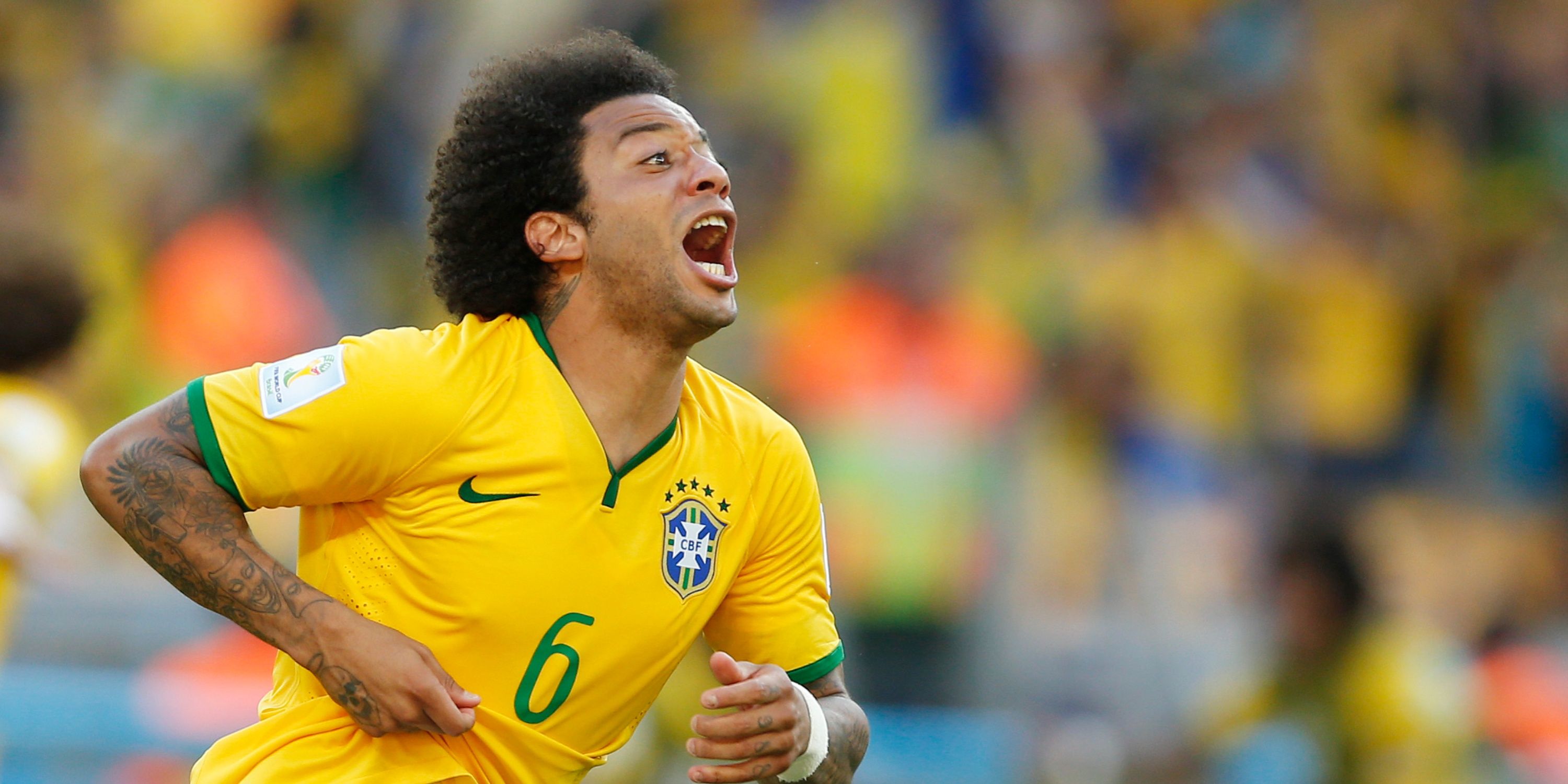 Marcelo celebrates for Brazil.