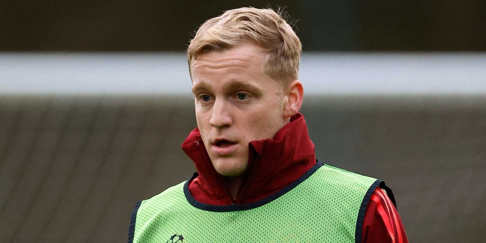 Manchester United midfielder Donny van de Beek during a training session