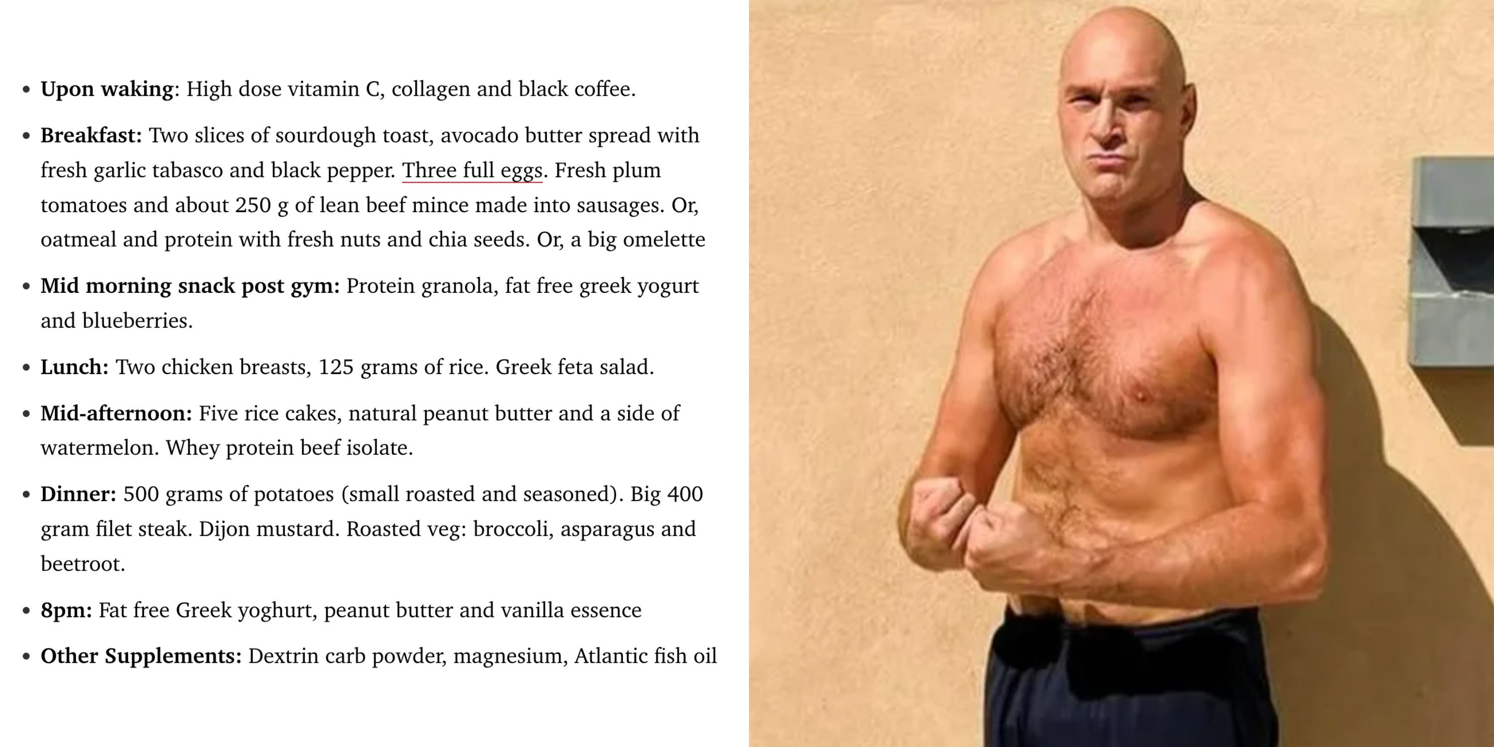 Tyson Fury and his diet