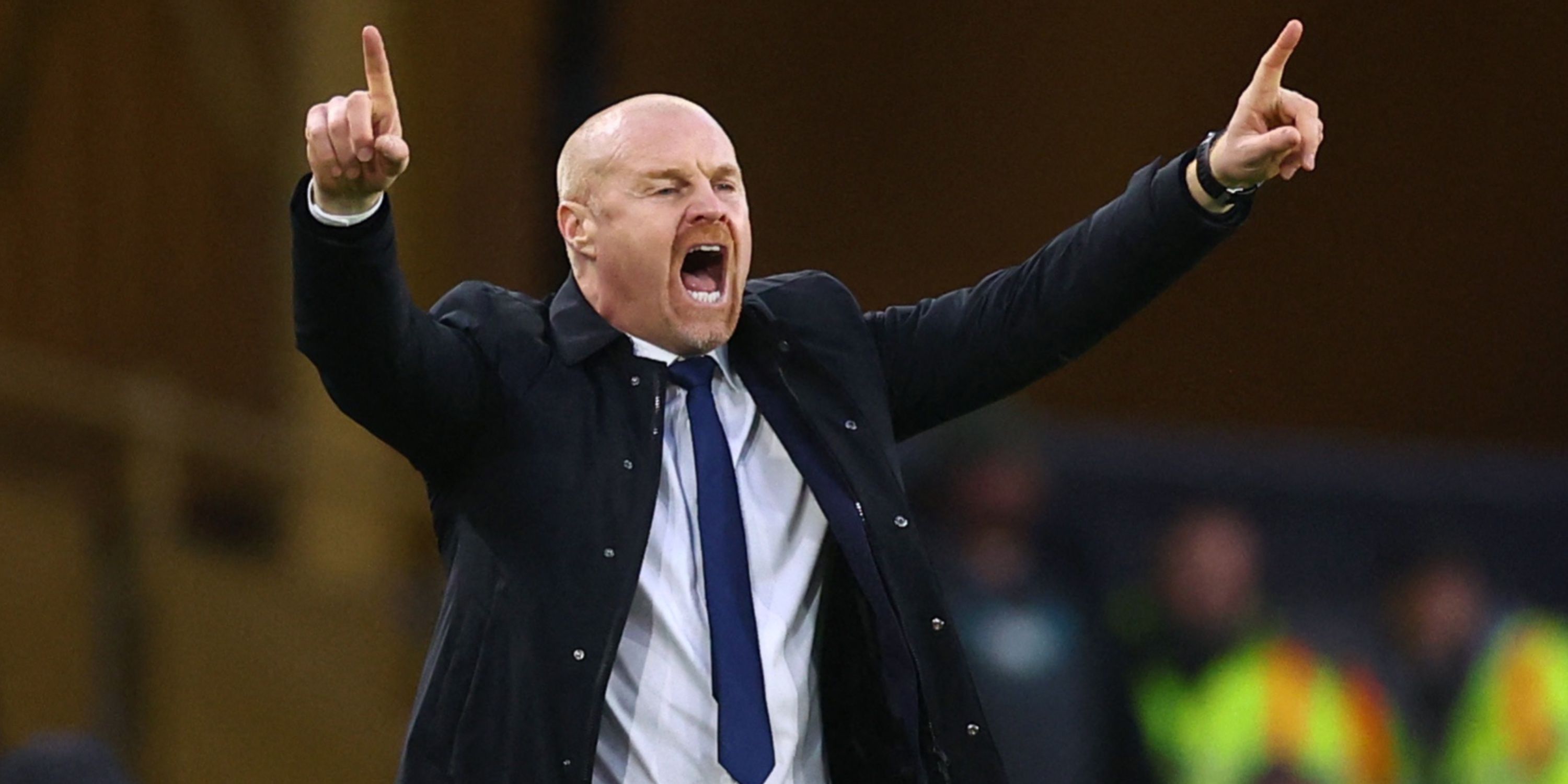 Everton boss Sean Dyche shouting instructions from the touchline