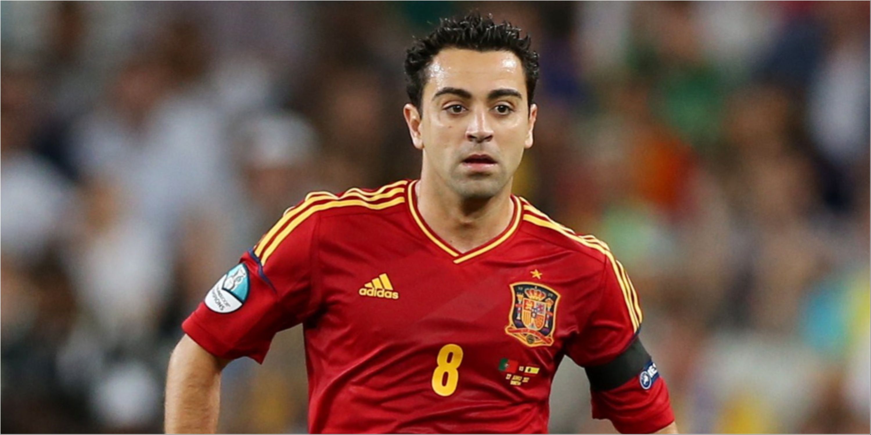 Xavi in action for Spain