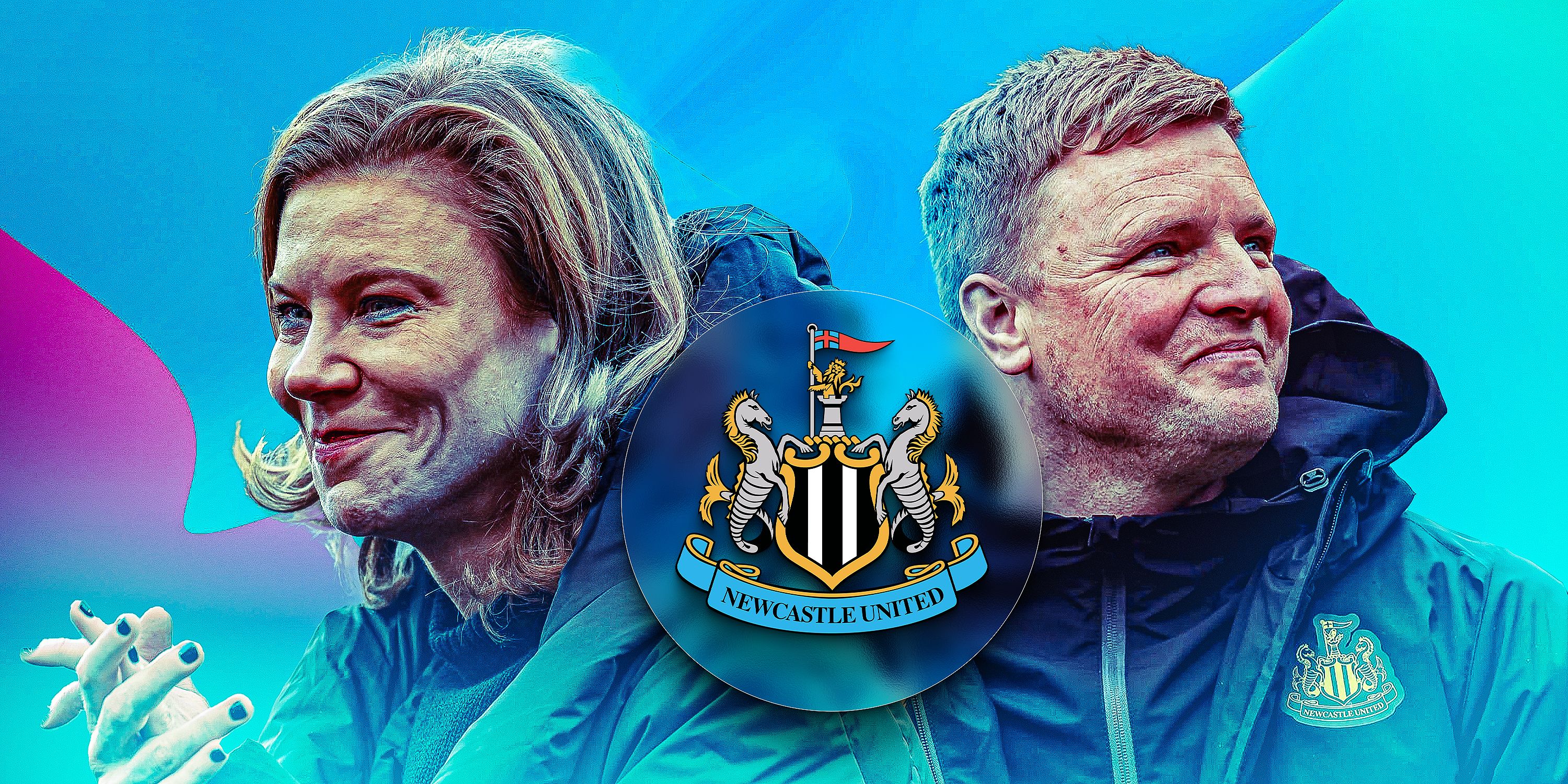 Newcastle manager Eddie Howe alongside co-owner Amanda Staveley