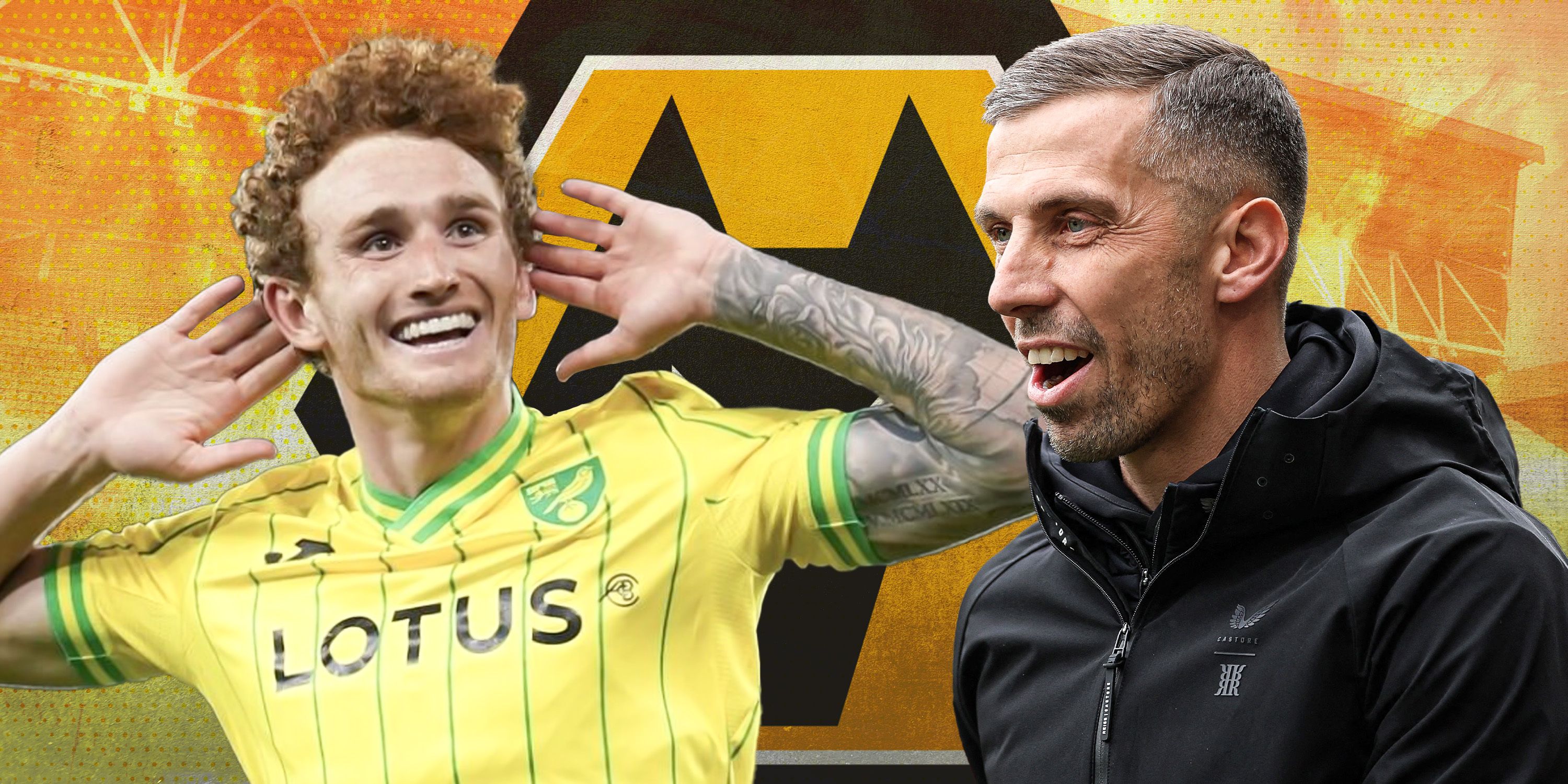 Norwich City striker Josh Sargent and Wolves manager Gary O'Neil