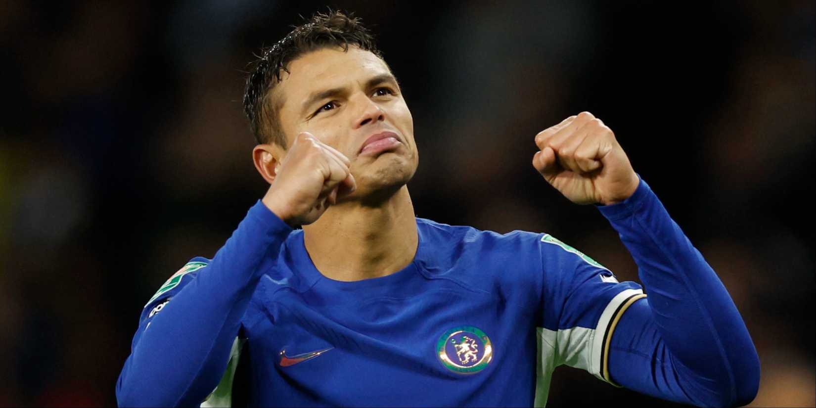 Thiago Silva celebrating.