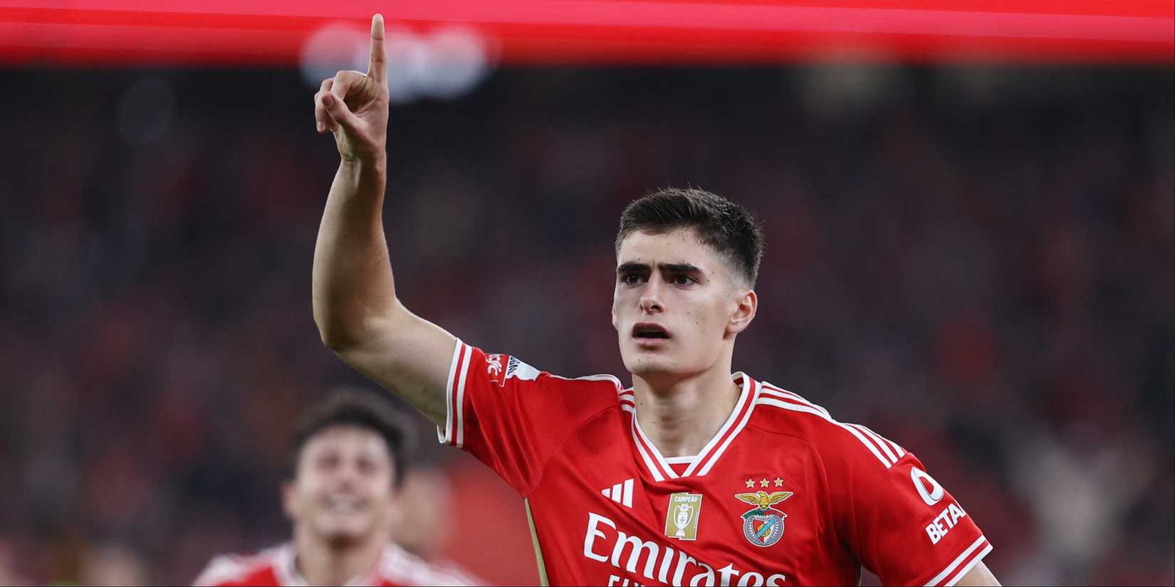 Antonio Silva celebrates scoring for Benfica.