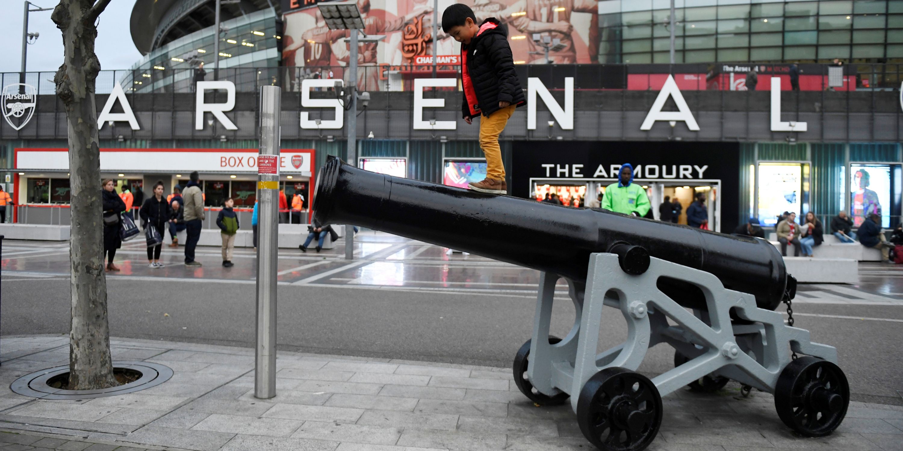 A cannon outside Arsenal's Emirates Stadium
