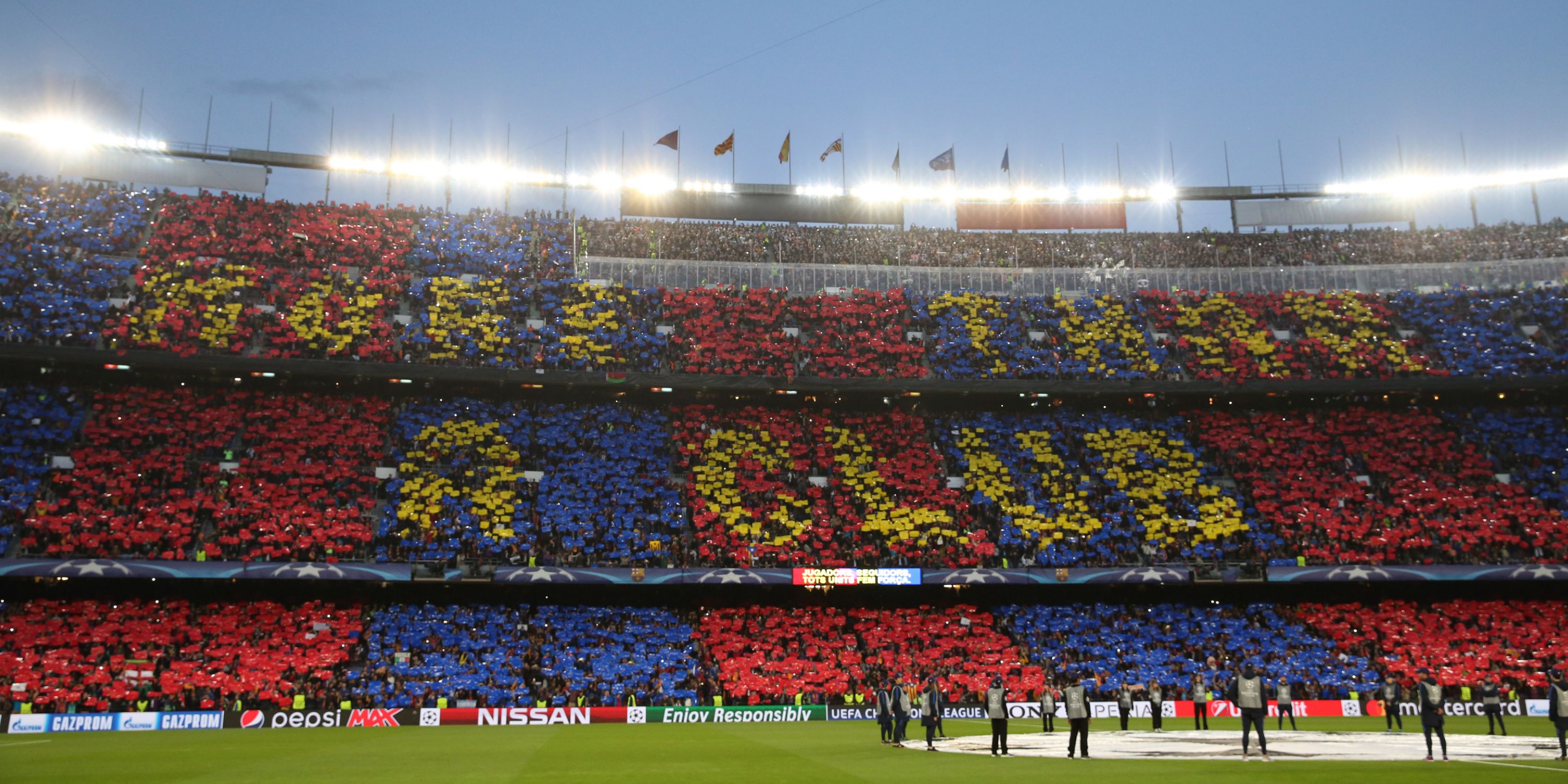 Barcelona fans produce a giant mosaic