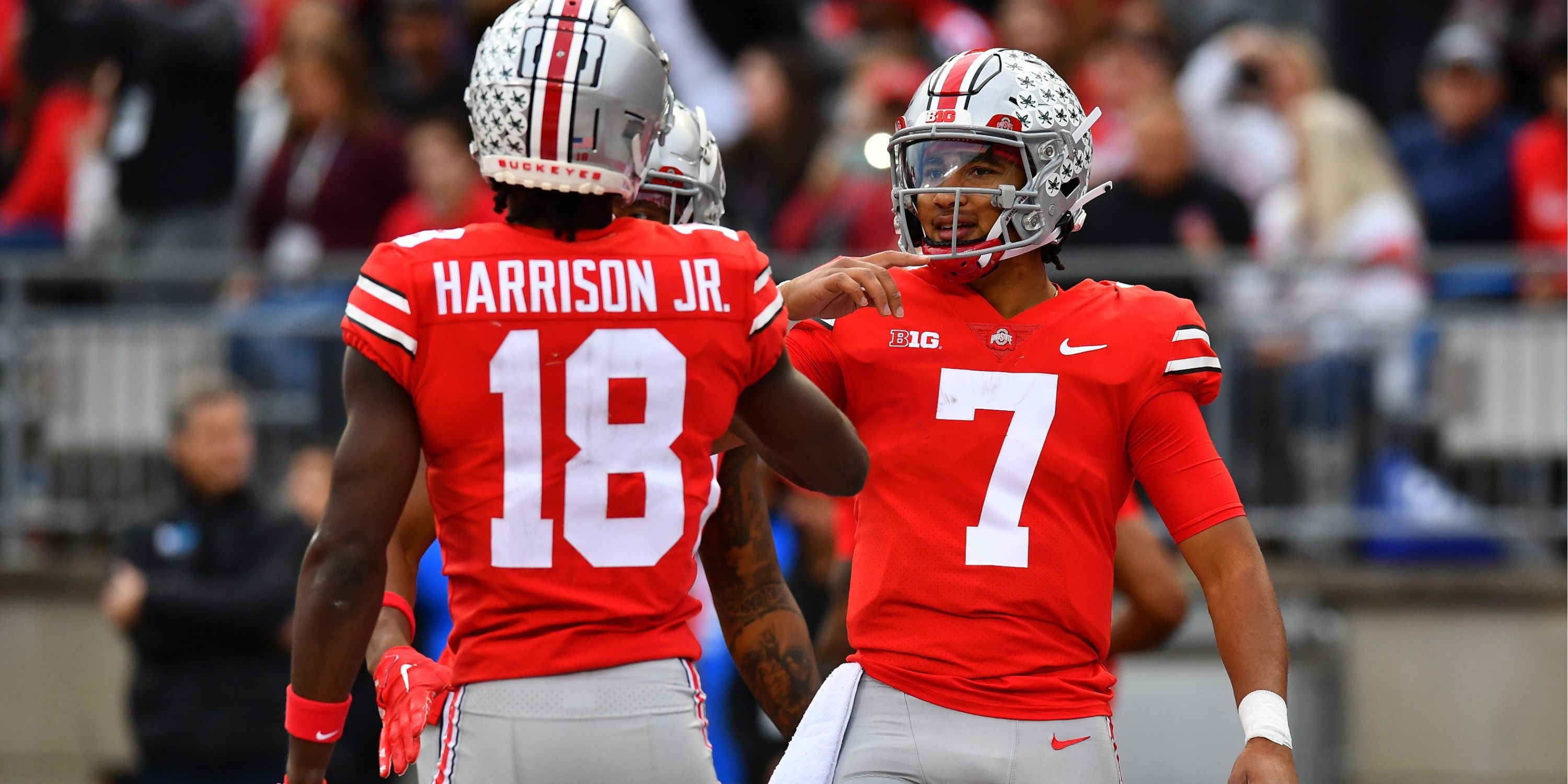 C.J. Stroud & Marvin Harrison Jr. celebrate a play at Ohio State