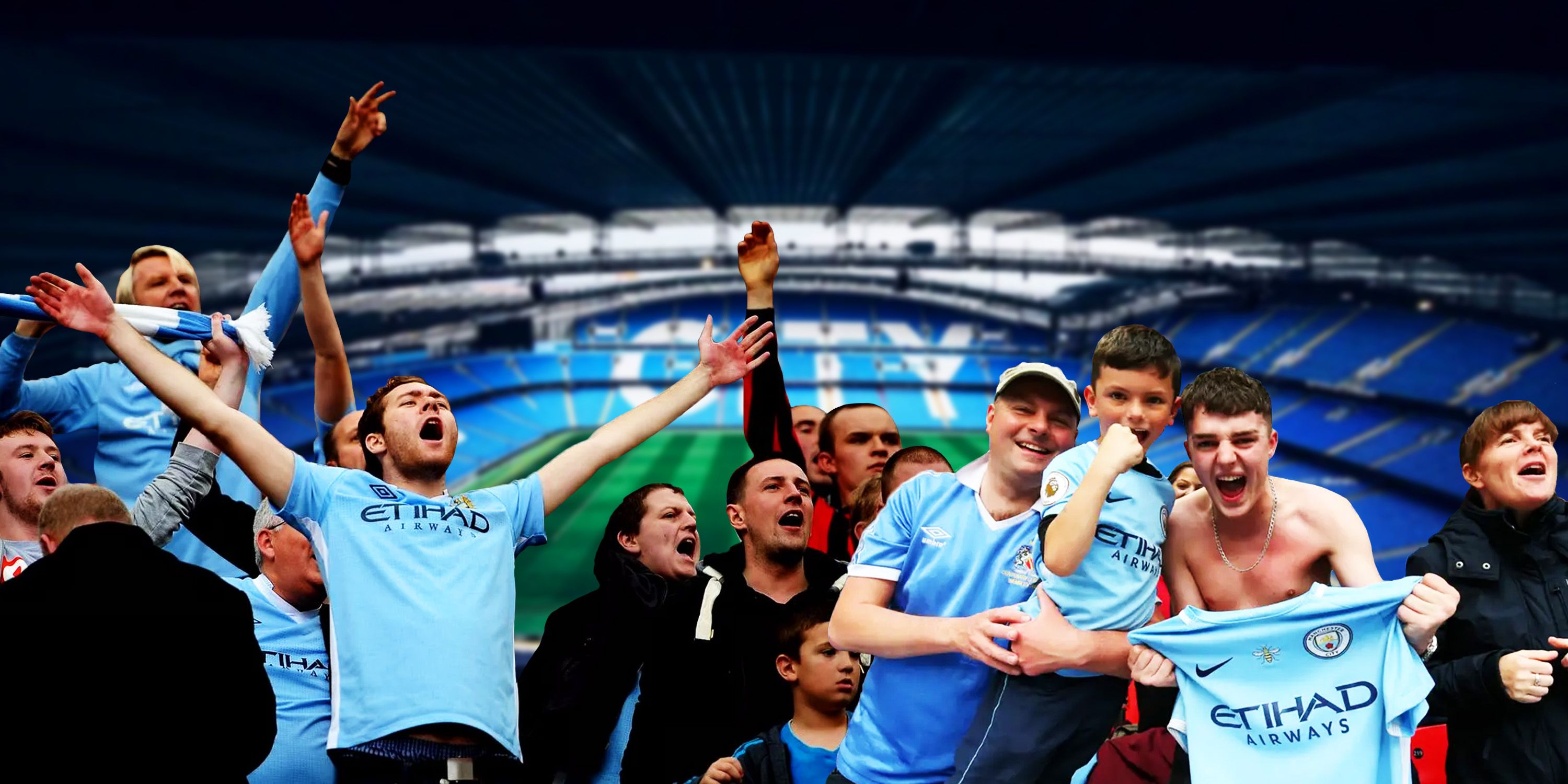 Manchester City fans at the Etihad Stadium.