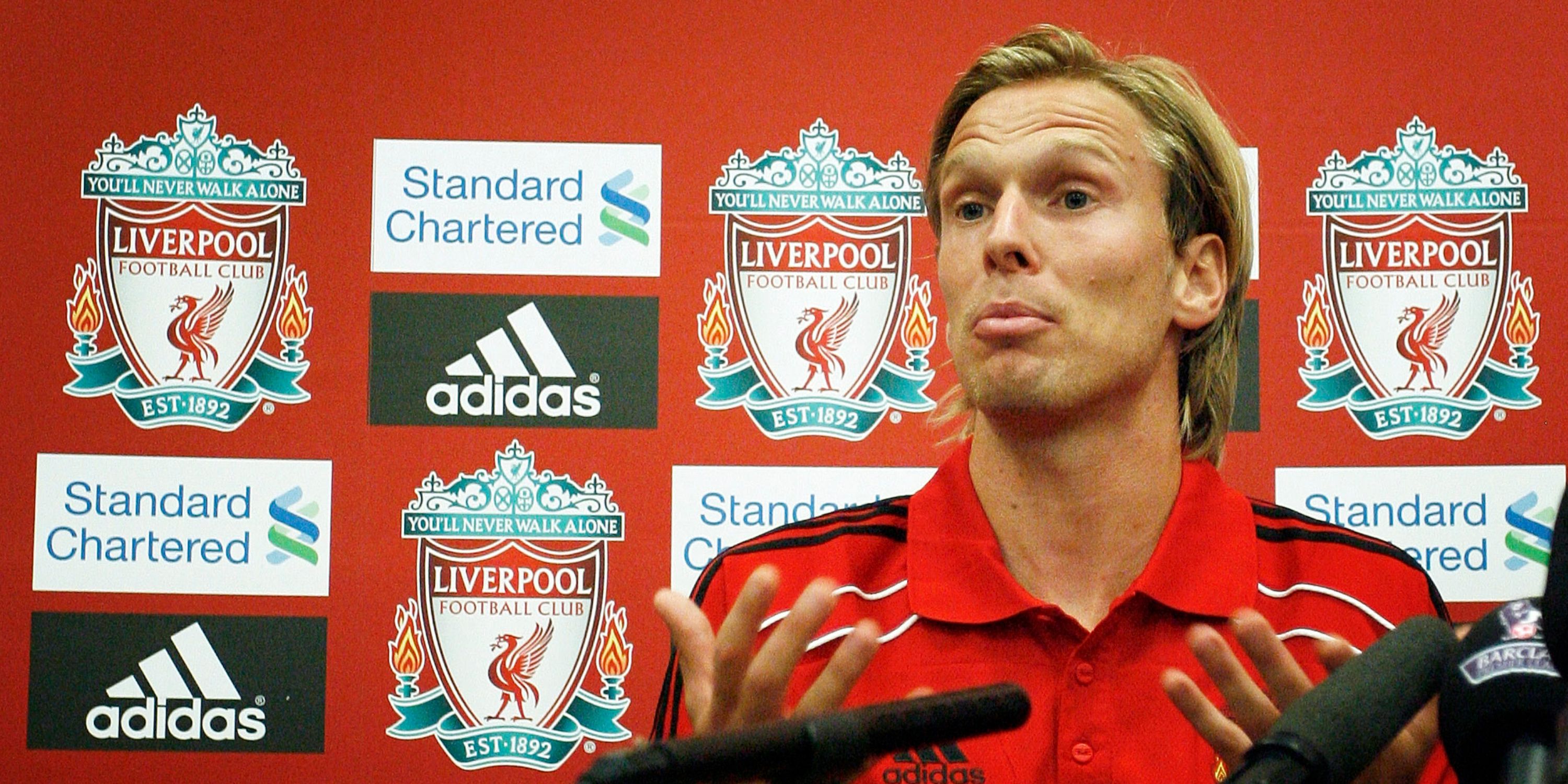 Christian Poulsen at a Liverpool press conference