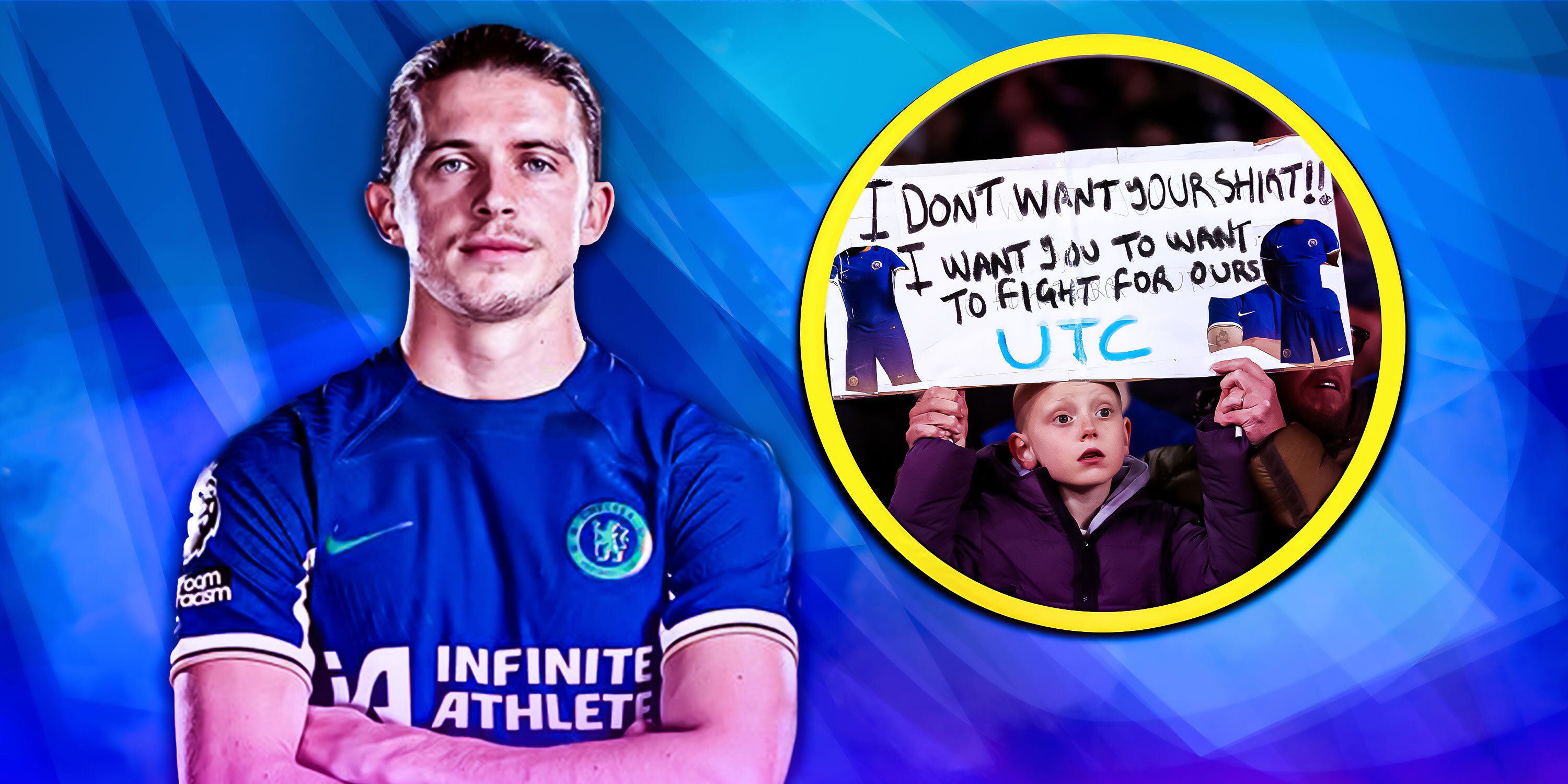 Conor Gallagher reacted to a young Chelsea fan's banner slamming the players