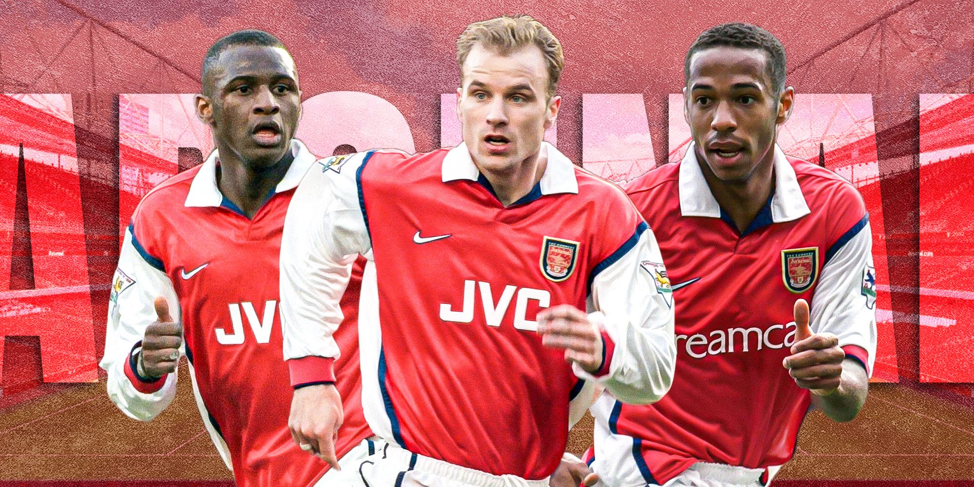 Custom image of Arsenal legends Patrick Vieira, Dennis Bergkamp and Thierry Henry