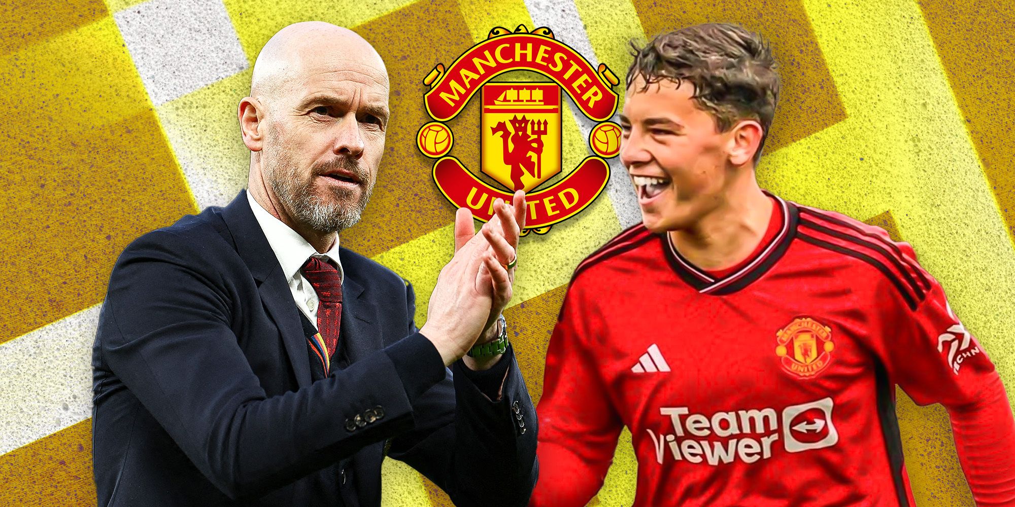 Manchester United boss Erik ten Hag applauding and winger Shea Lacey celebrating