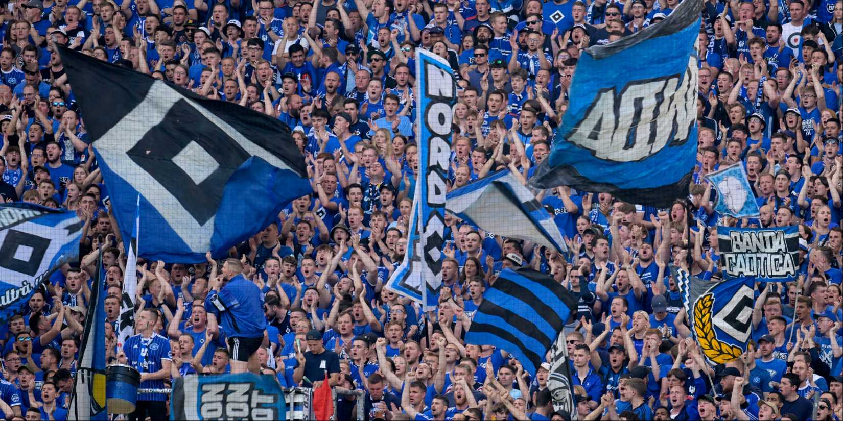 Hamburg fans cheer on their team.