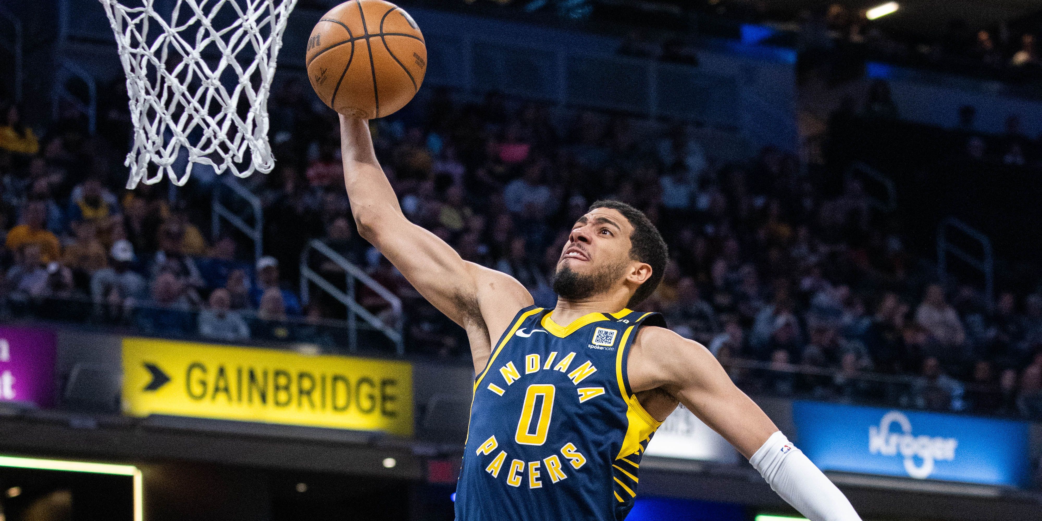 Indiana Pacers' Tyrese Haliburton Dunk