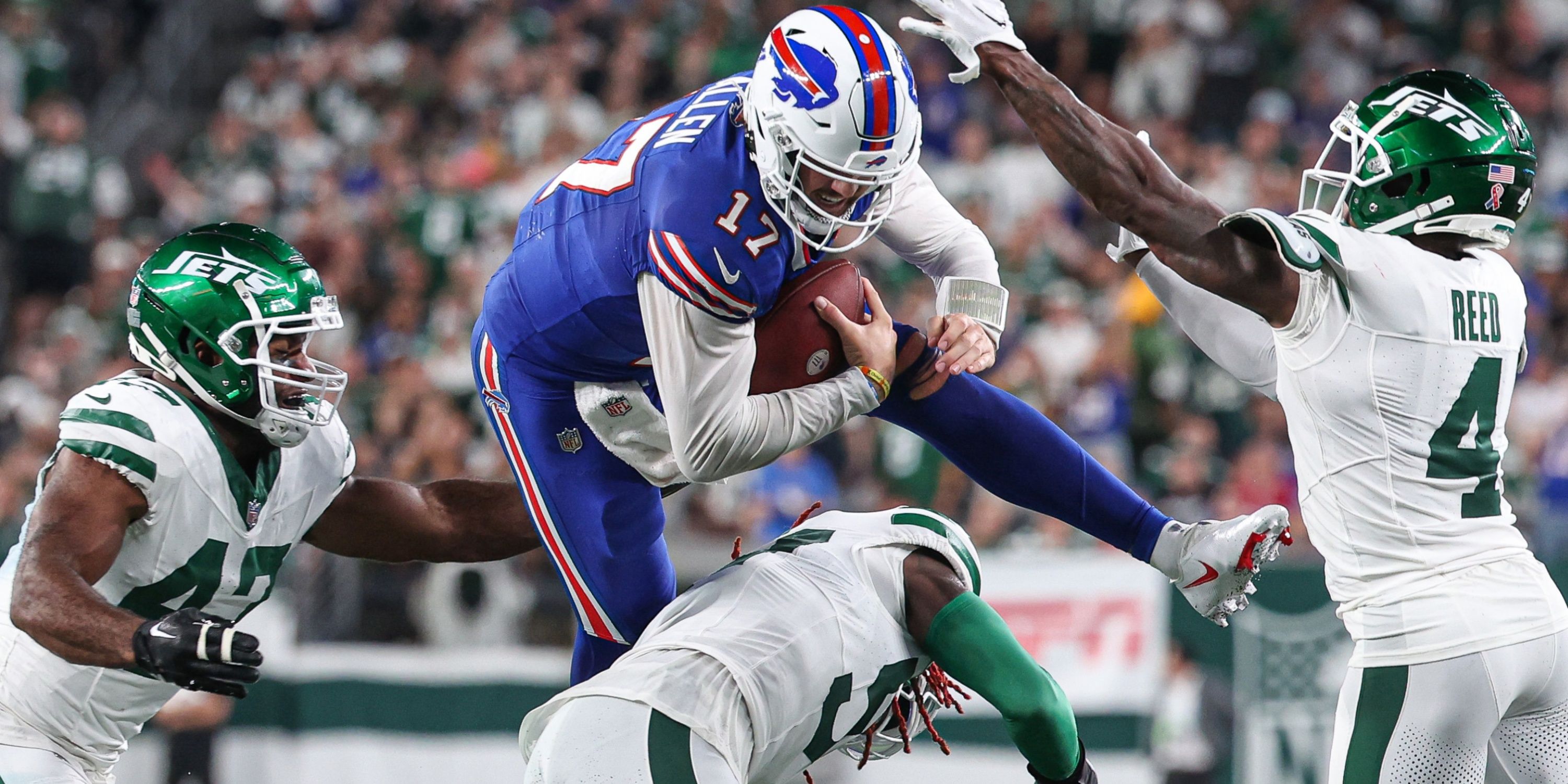 Buffalo Bills QB Josh Allen runs against the New York Jets