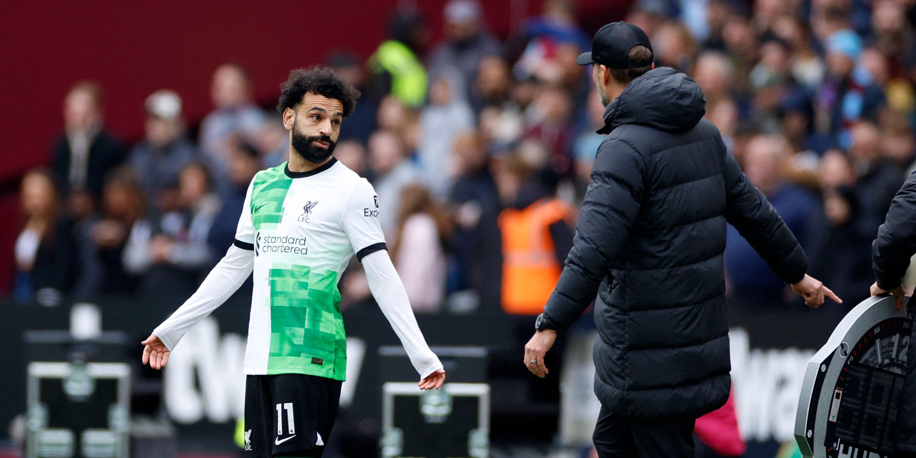 What Jurgen Klopp said to Mohamed Salah during their altercation on the West Ham United touchline has been confirmed by Michail Antonio.