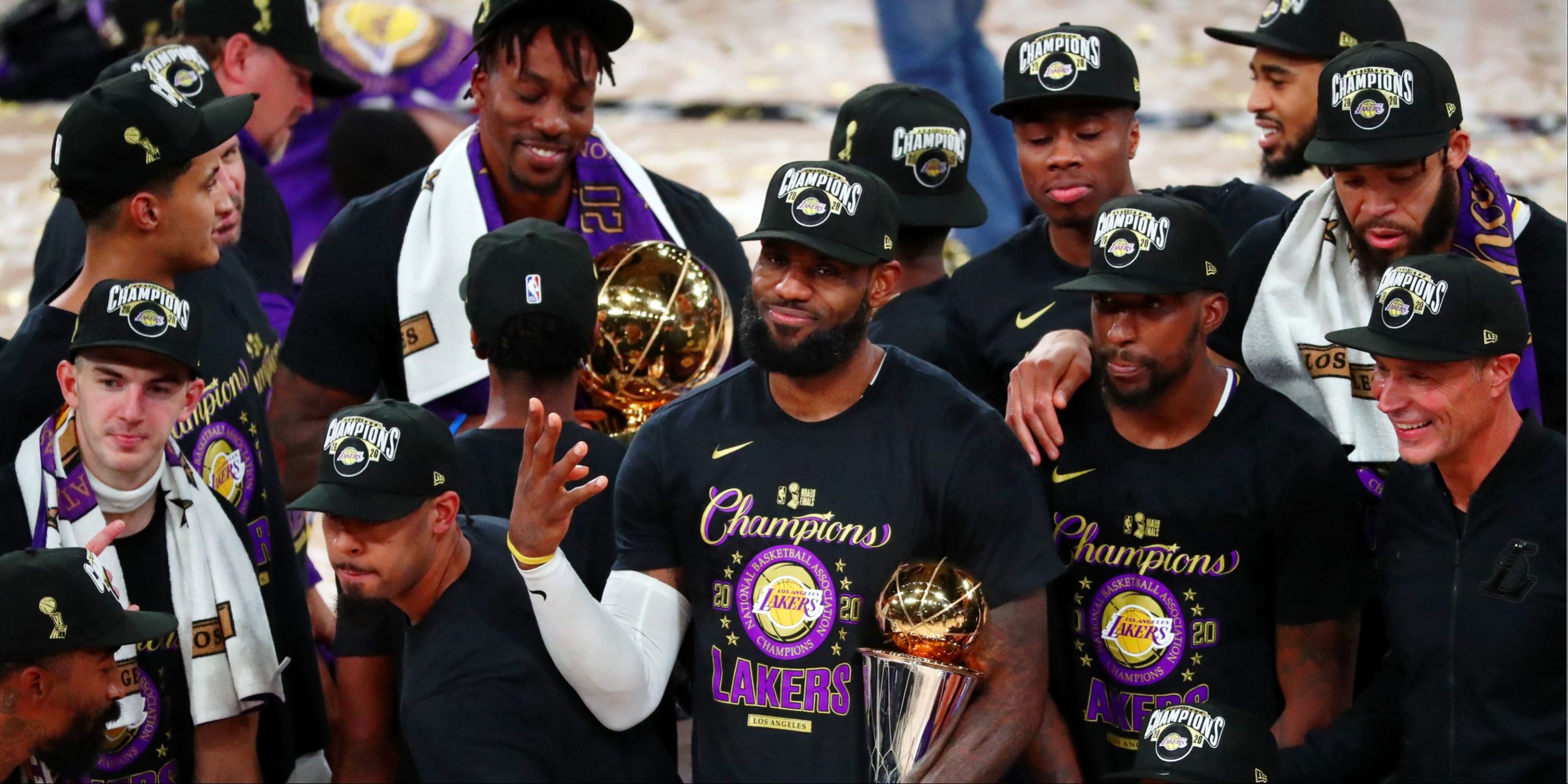 LeBron James and 2020 Lakers Finals Team