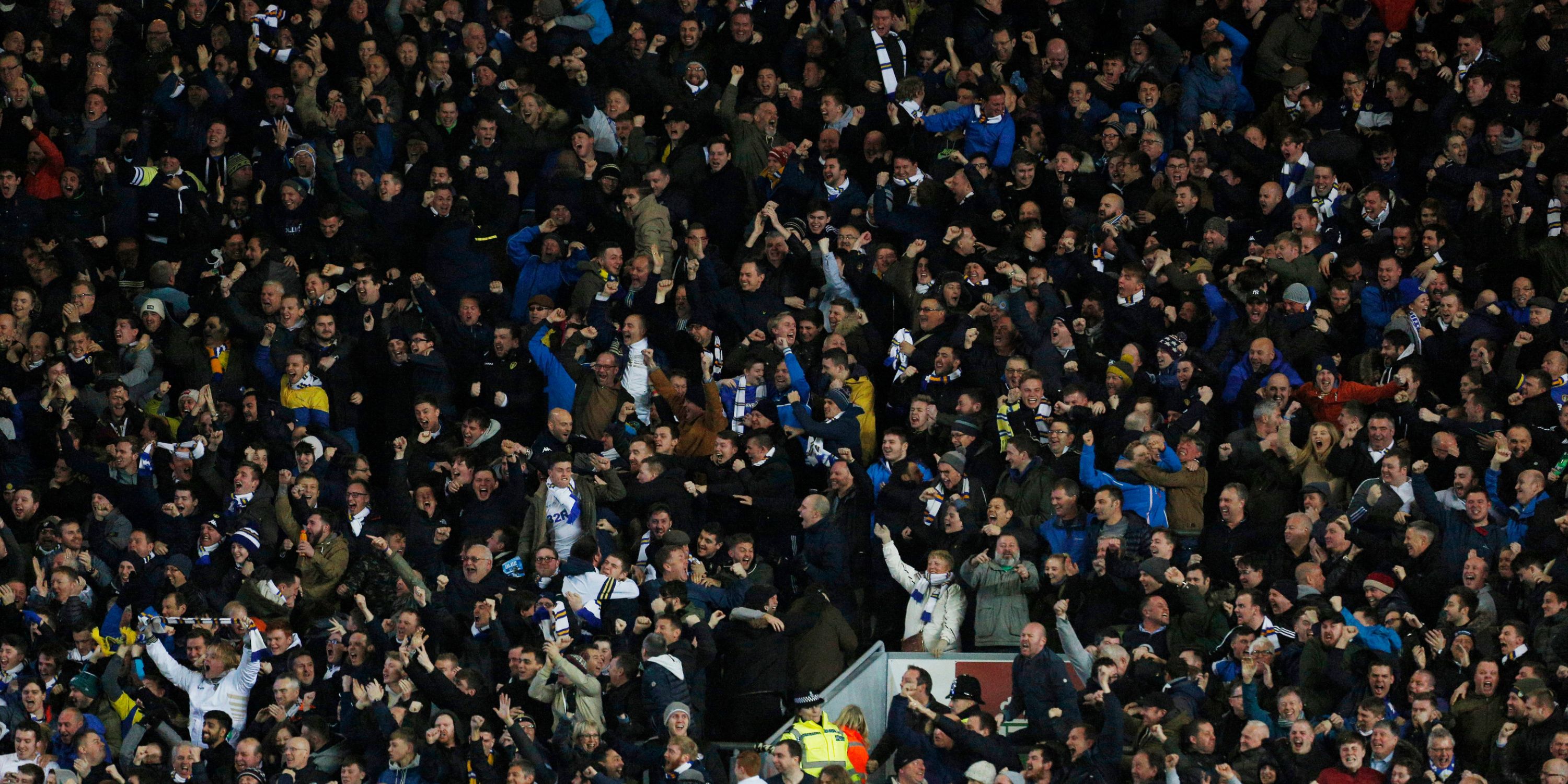 Leeds United fans celebrate