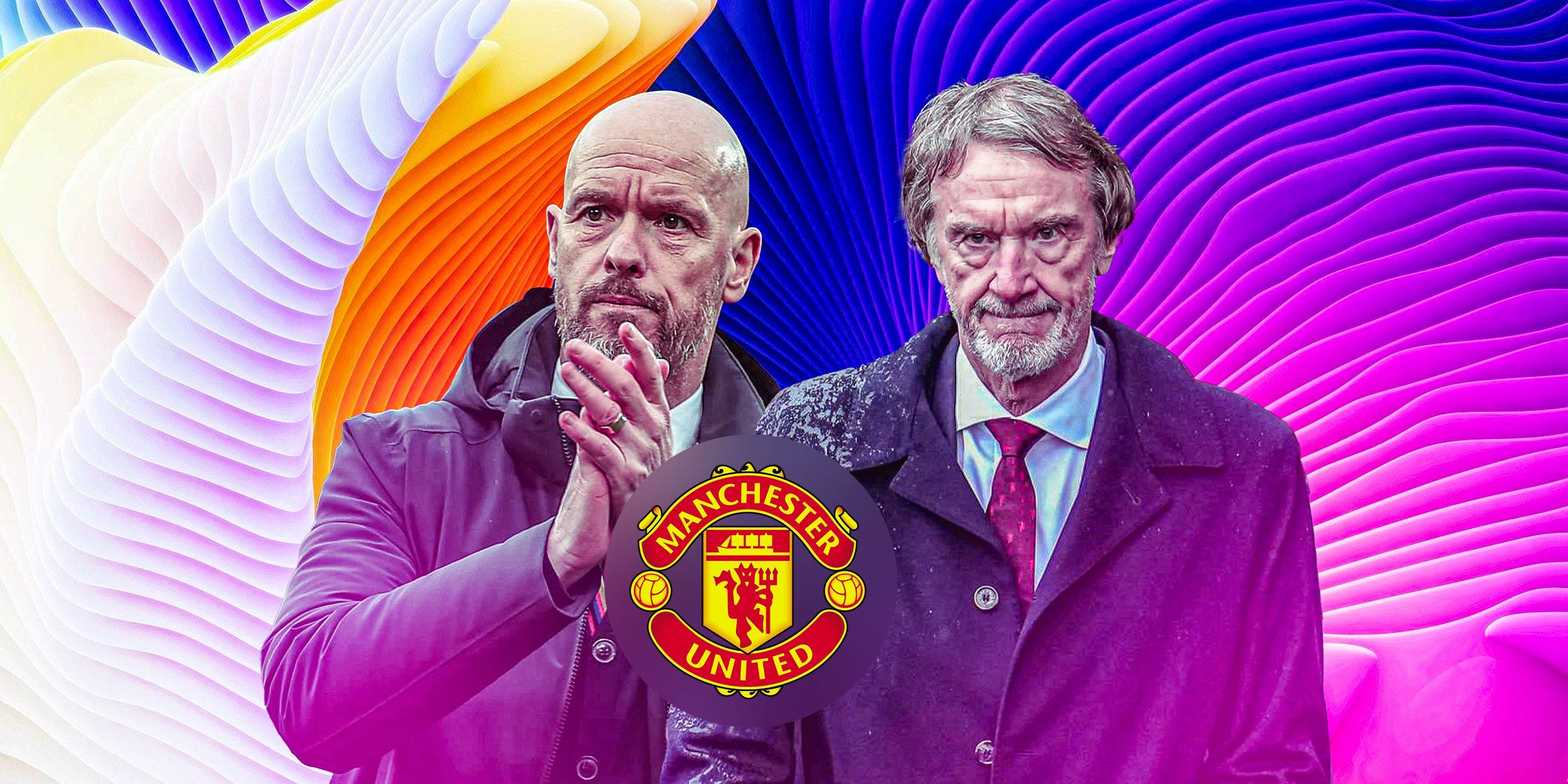 Manchester United boss Erik ten Hag applauding and Red Devils co-owner Sir Jim Ratcliffe watching on