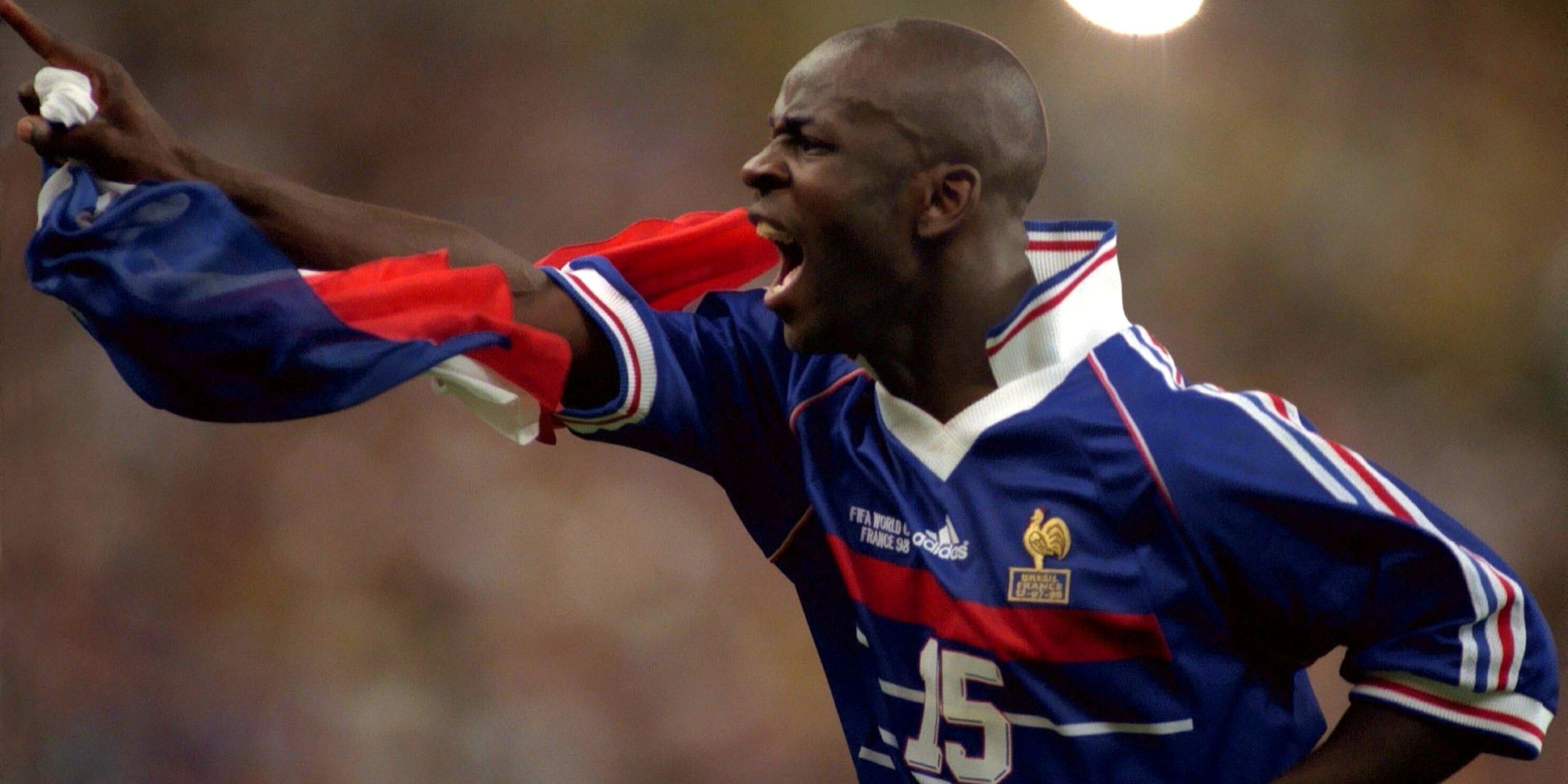 Lilian Thuram celebrates with France