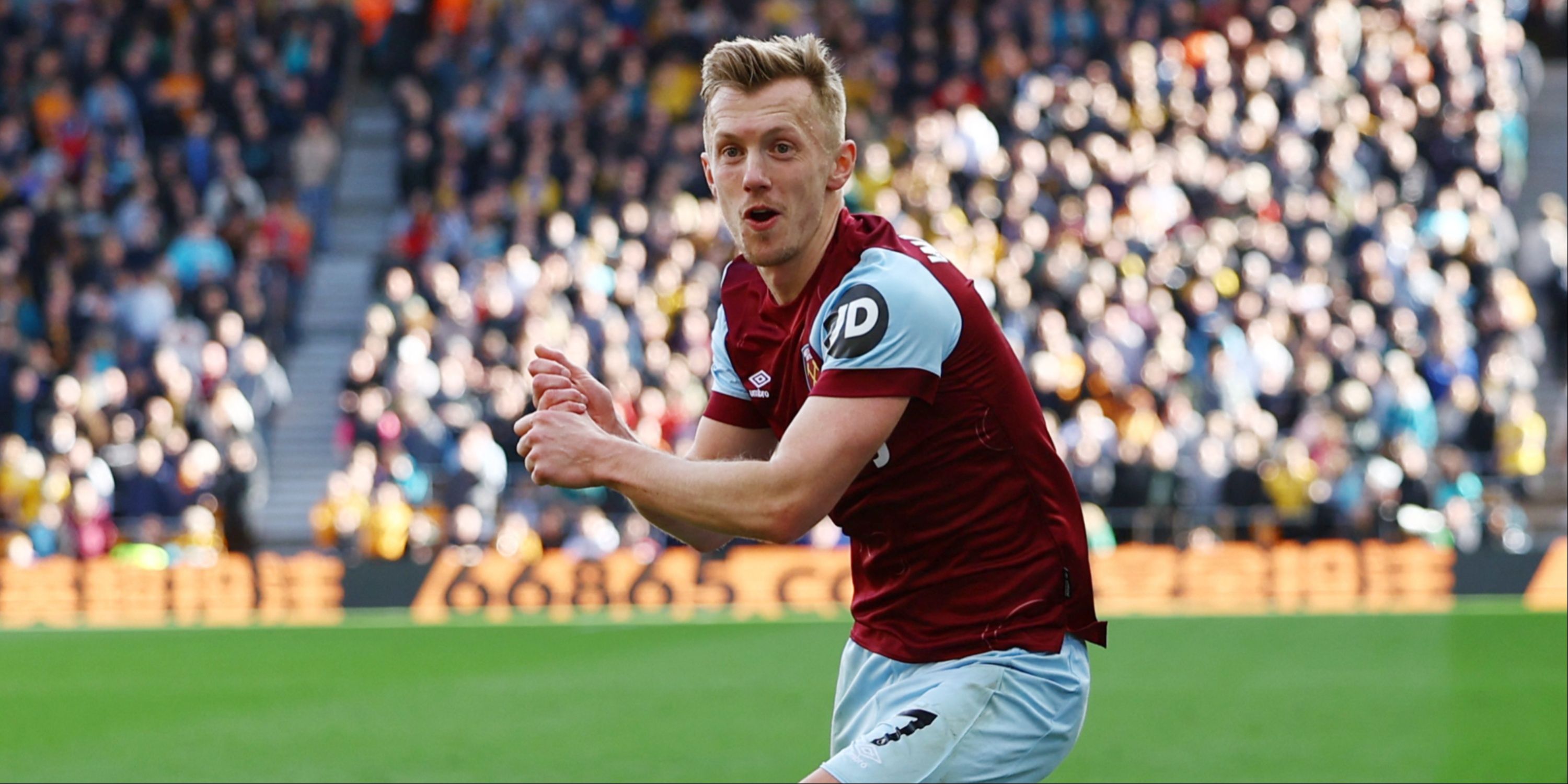 James Ward-Prowse celebrates scoring against Wolves