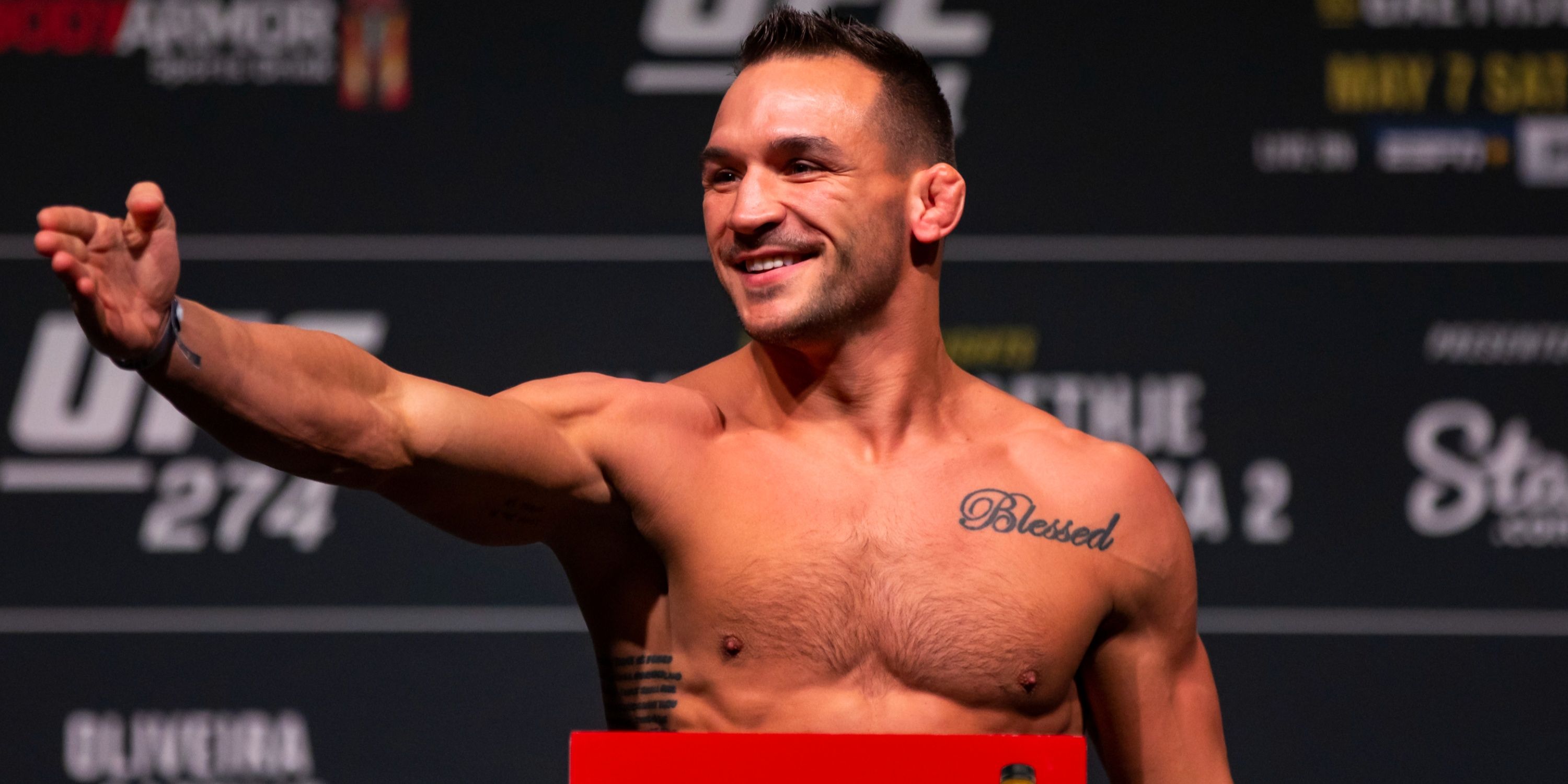 Michael Chandler weighing in at UFC 274.