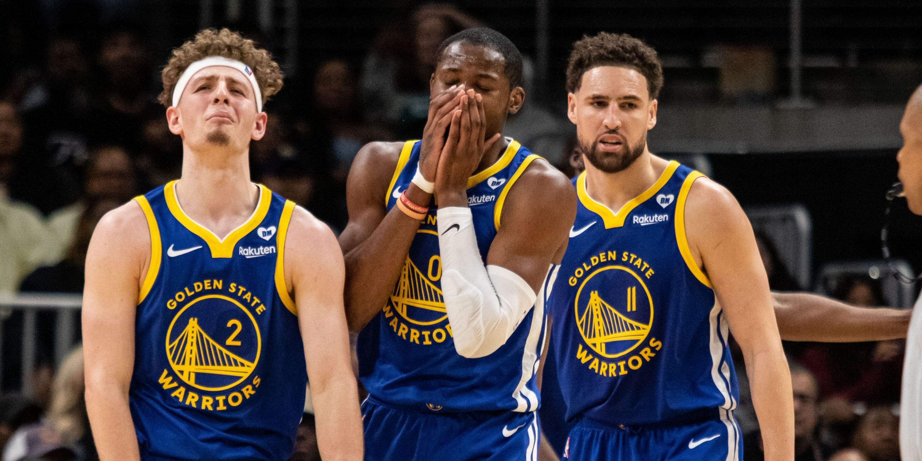 Brandin Podziemski, Jonathan Kuminga, Klay Thompson