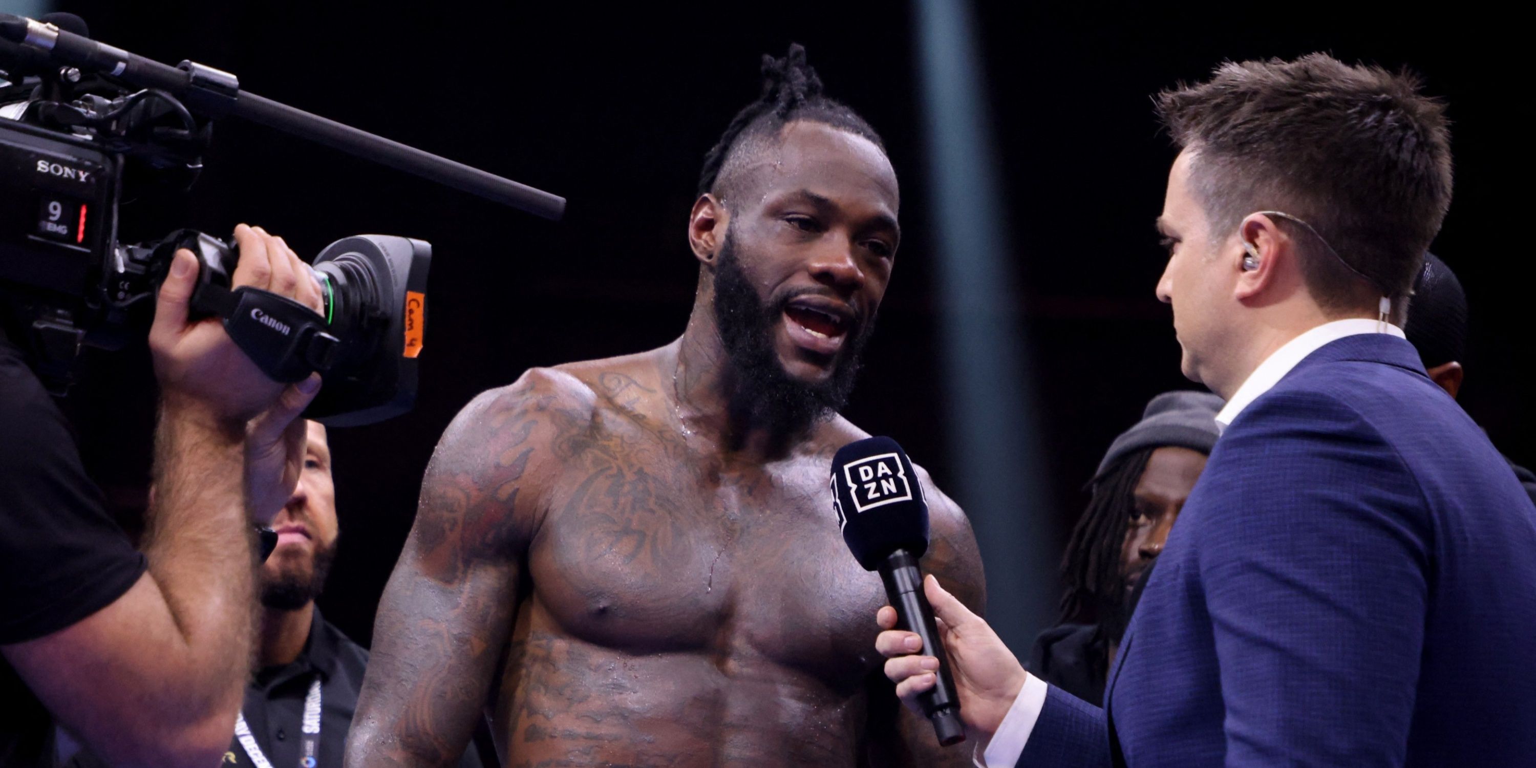 Deontay Wilder speaking at a post-fight interview.