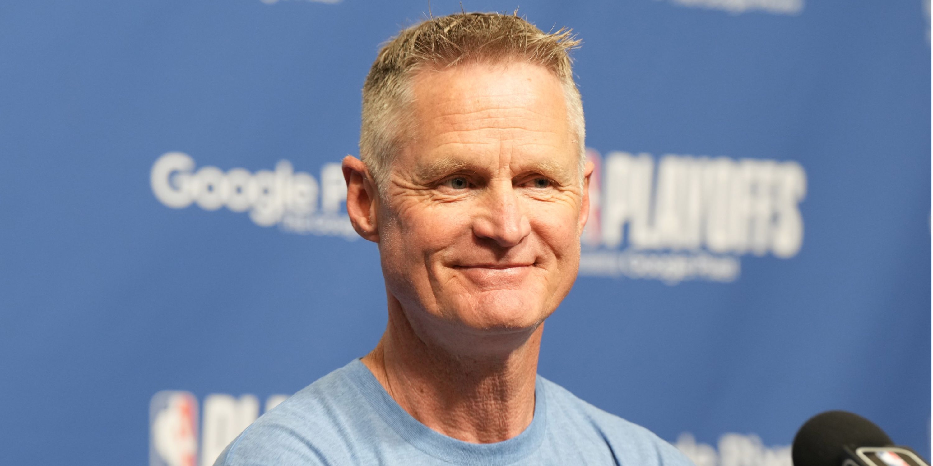 Warriors head coach Steve Kerr at a press conference during the 2023 NBA Playoffs.