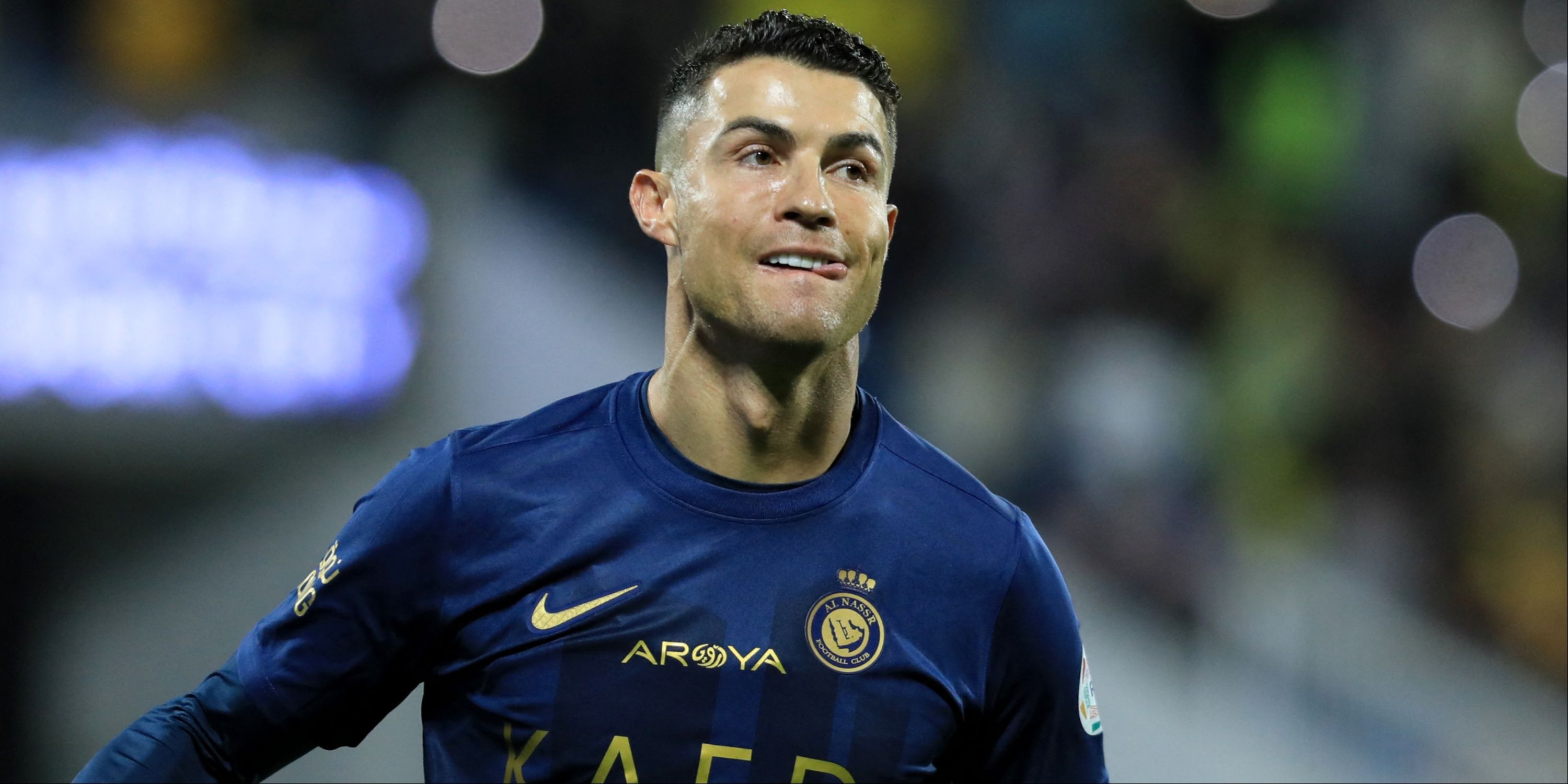 Cristiano Ronaldo celebrates scoring for Al-Nassr