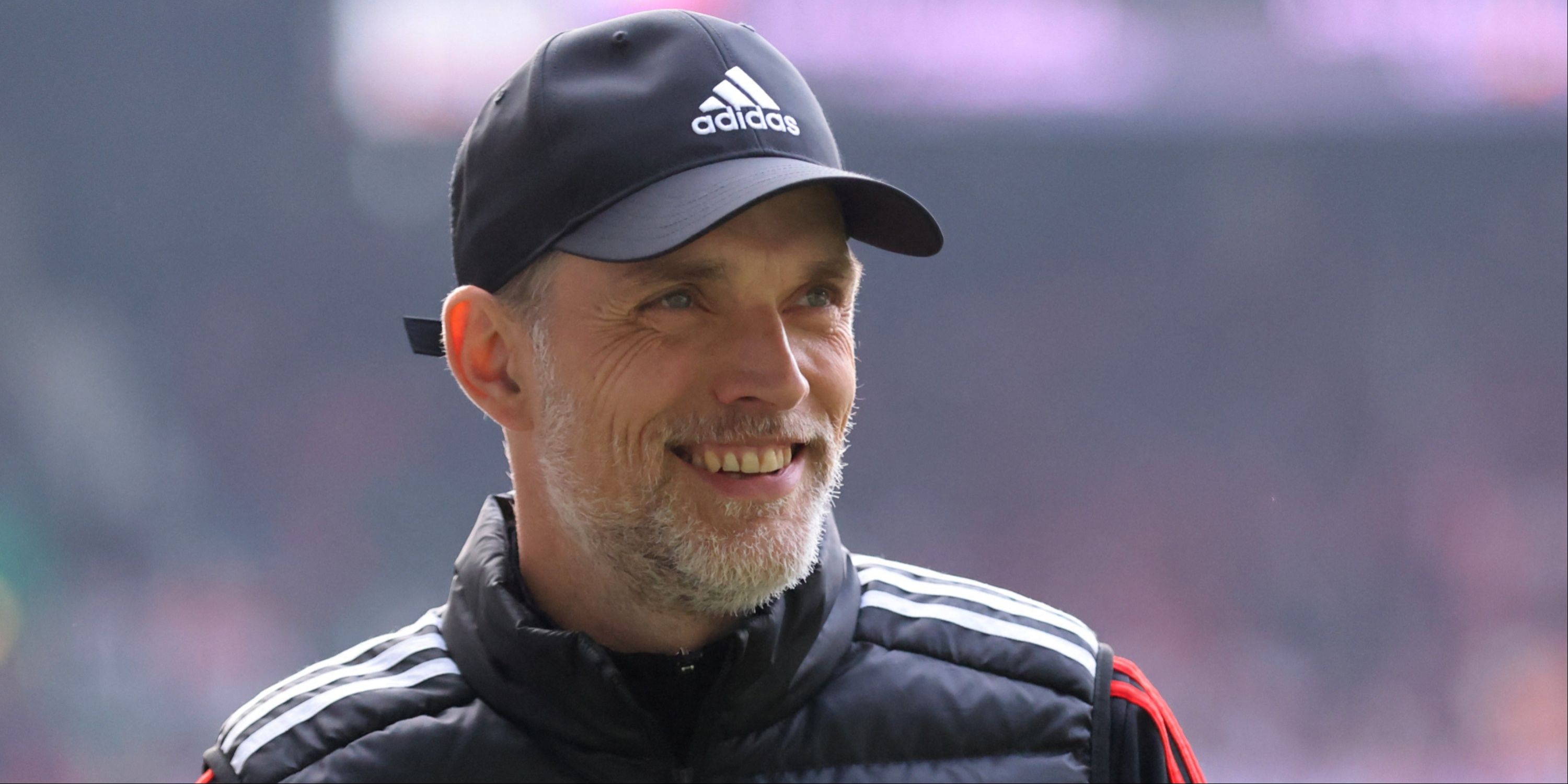 Thomas Tuchel smiling on the touchline during his Bayern Munich reign