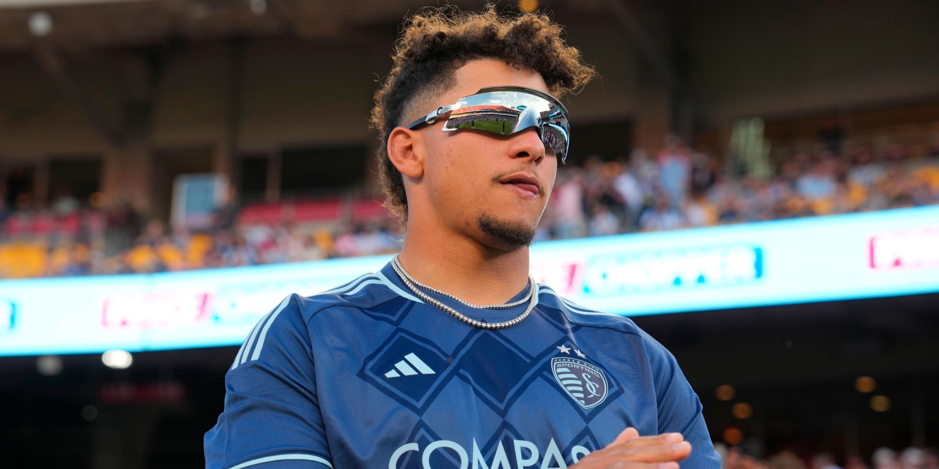 Patrick Mahomes attends a pro soccer game 