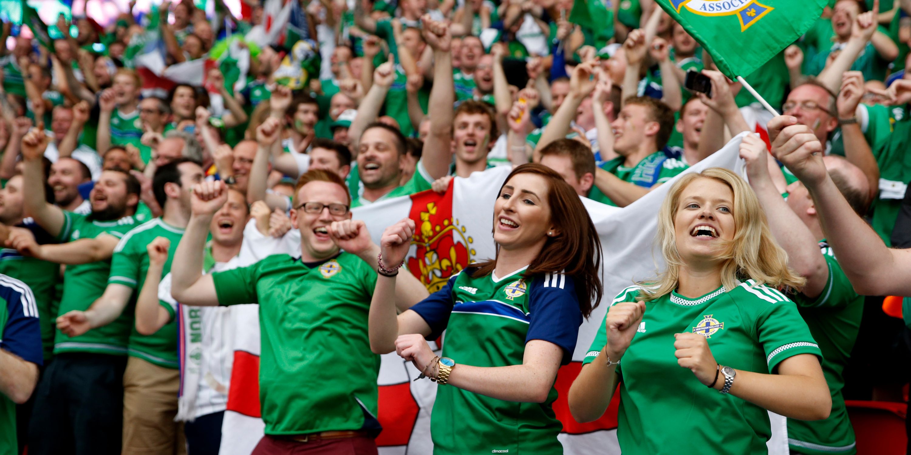 Northern Ireland fans cheer on Will Grigg