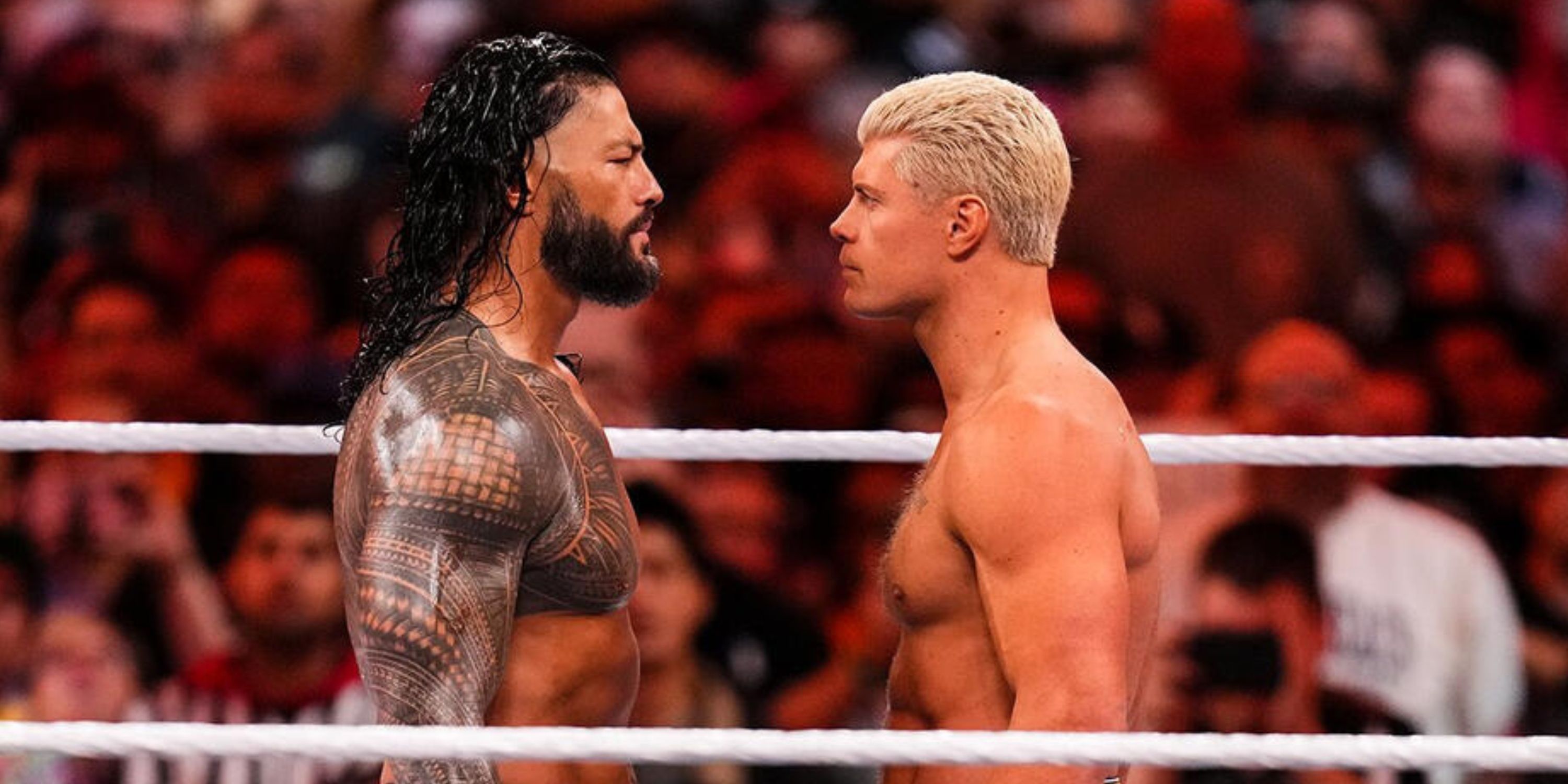 Roman Reigns faces off with Cody Rhodes