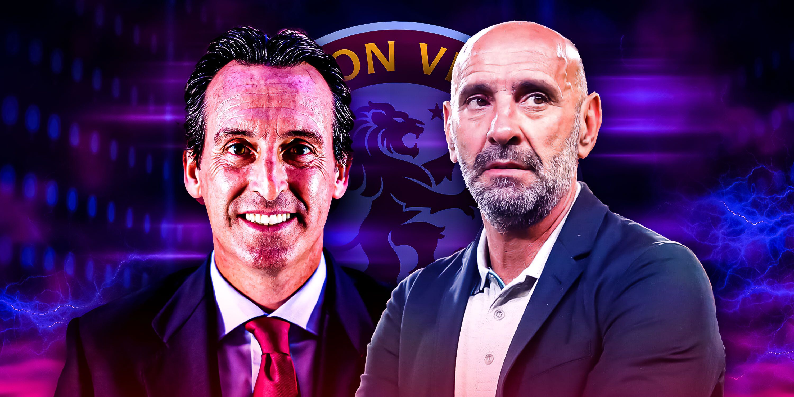 Aston Villa boss Unai Emery and president of football operations Monchi
