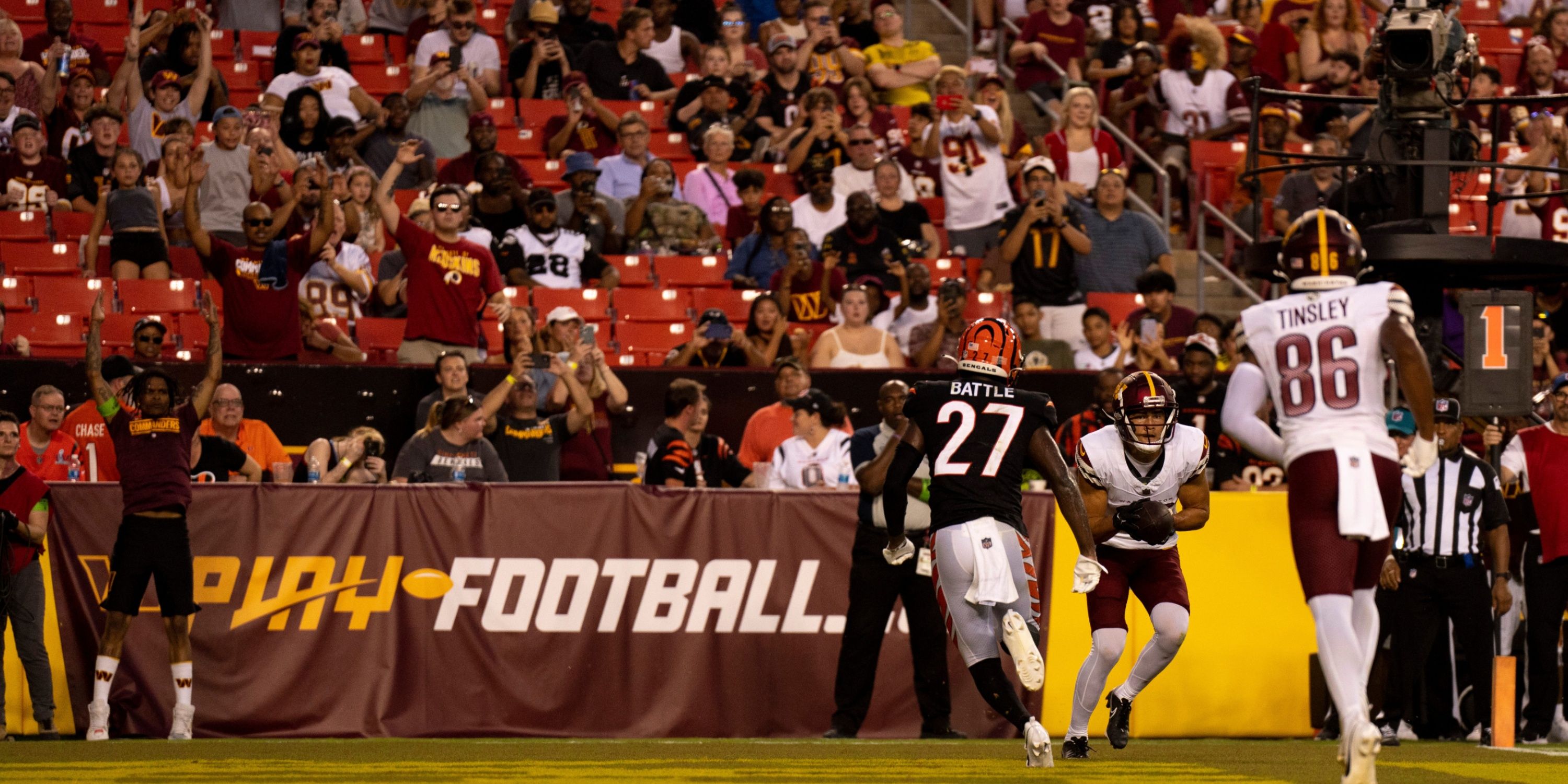 Commanders receiving a punt during a preseason home game.