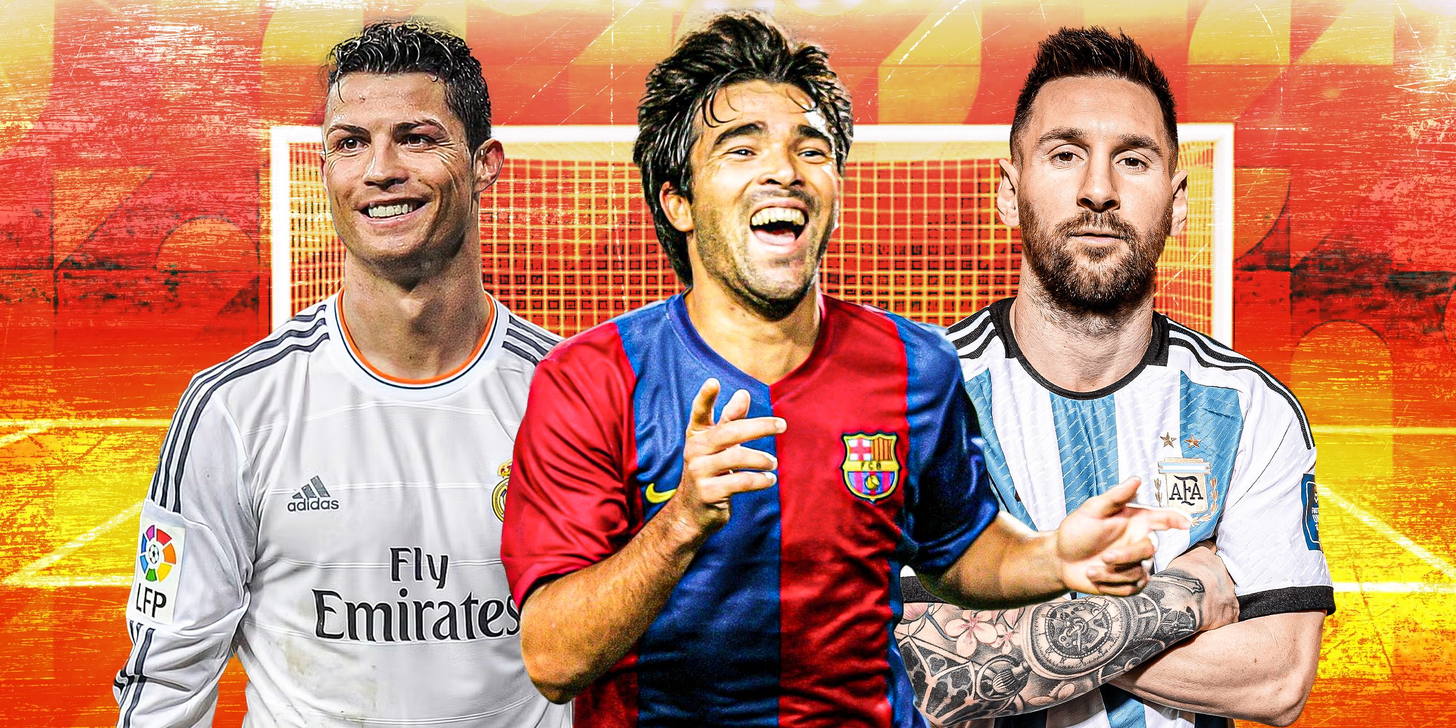 Deco (Barcelona) with Messi (Argentina) and Ronaldo (Real Madrid)