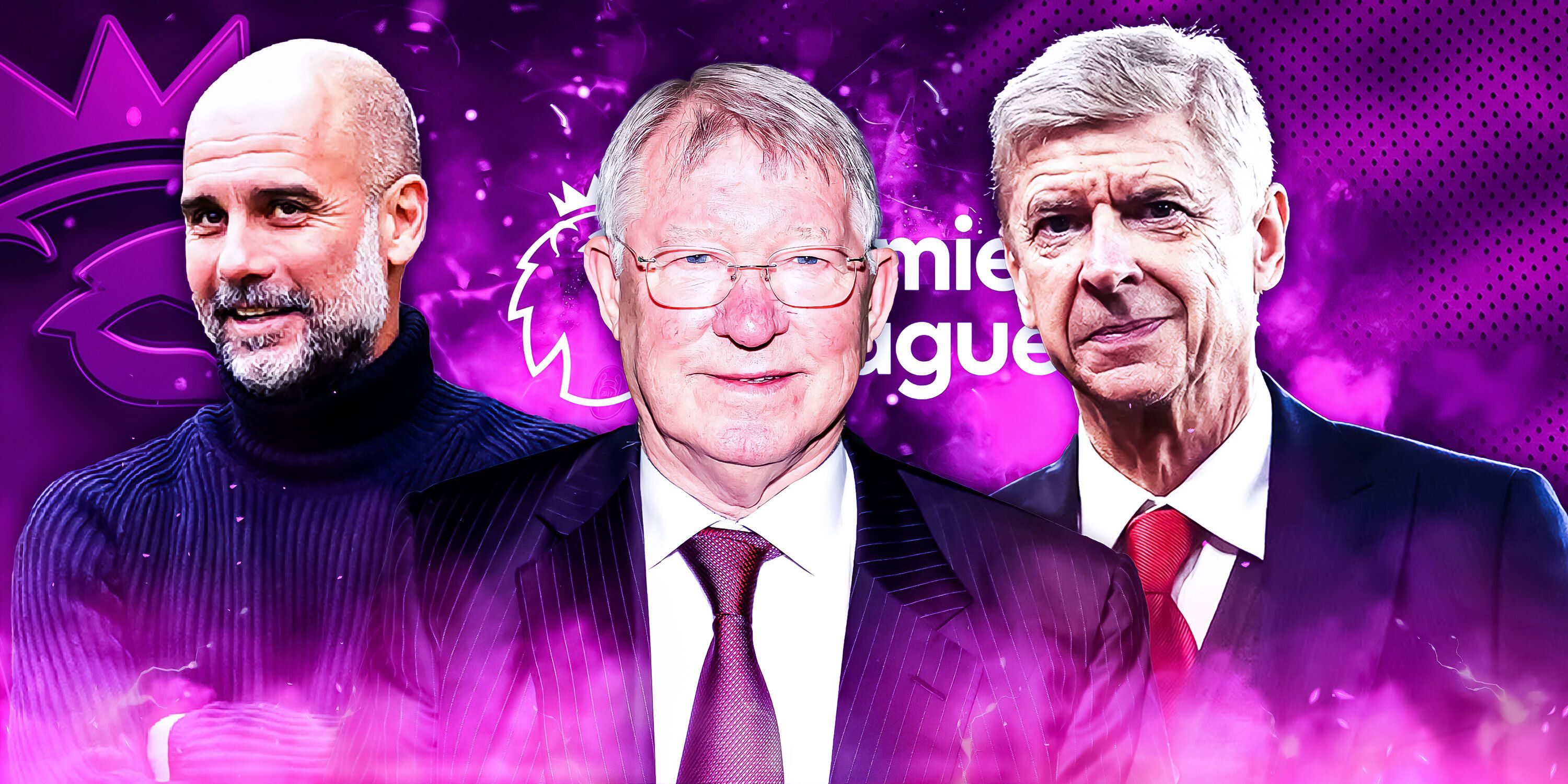 A custom image of Pep Guardiola, Sir Alex Ferguson and Arsene Wenger
