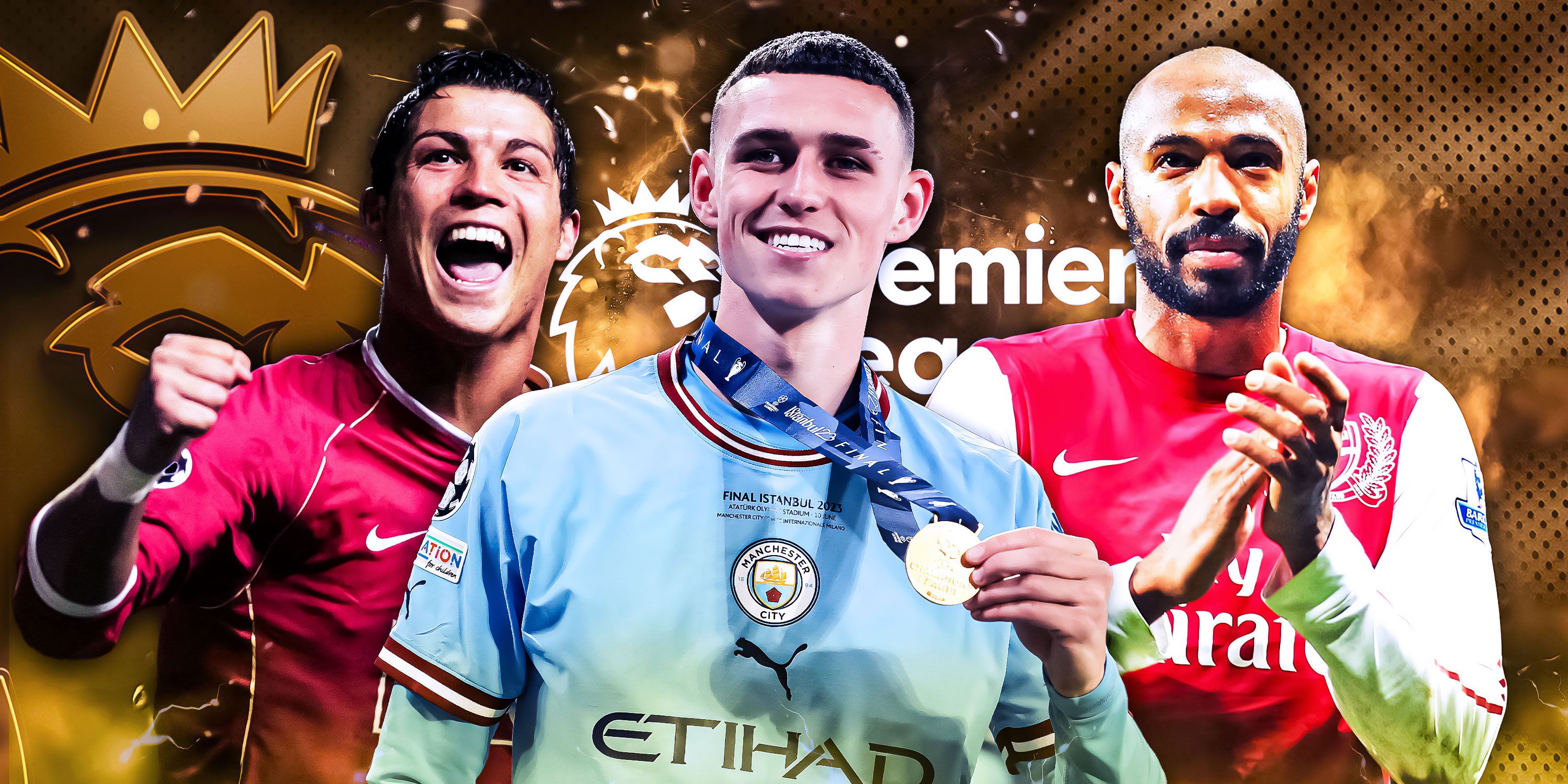 Featured Image including Manchester City's Phil Foden, Manchester United's Cristiano Ronaldo and Arsenal's Thierry Henry.