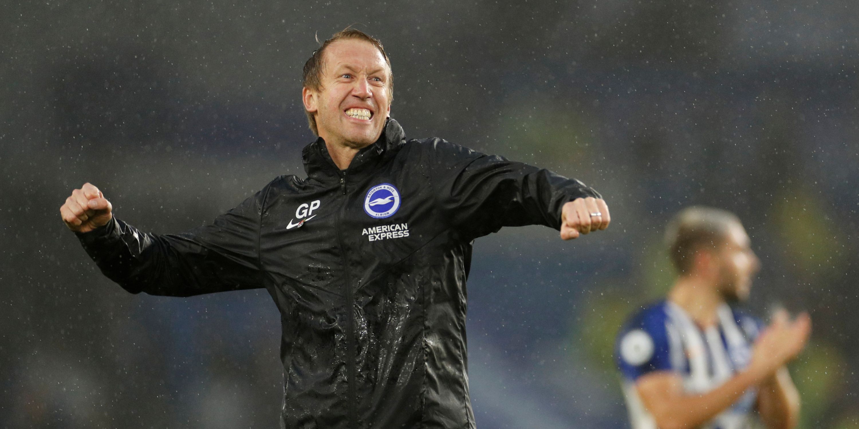 Graham Potter celebrating for Brighton