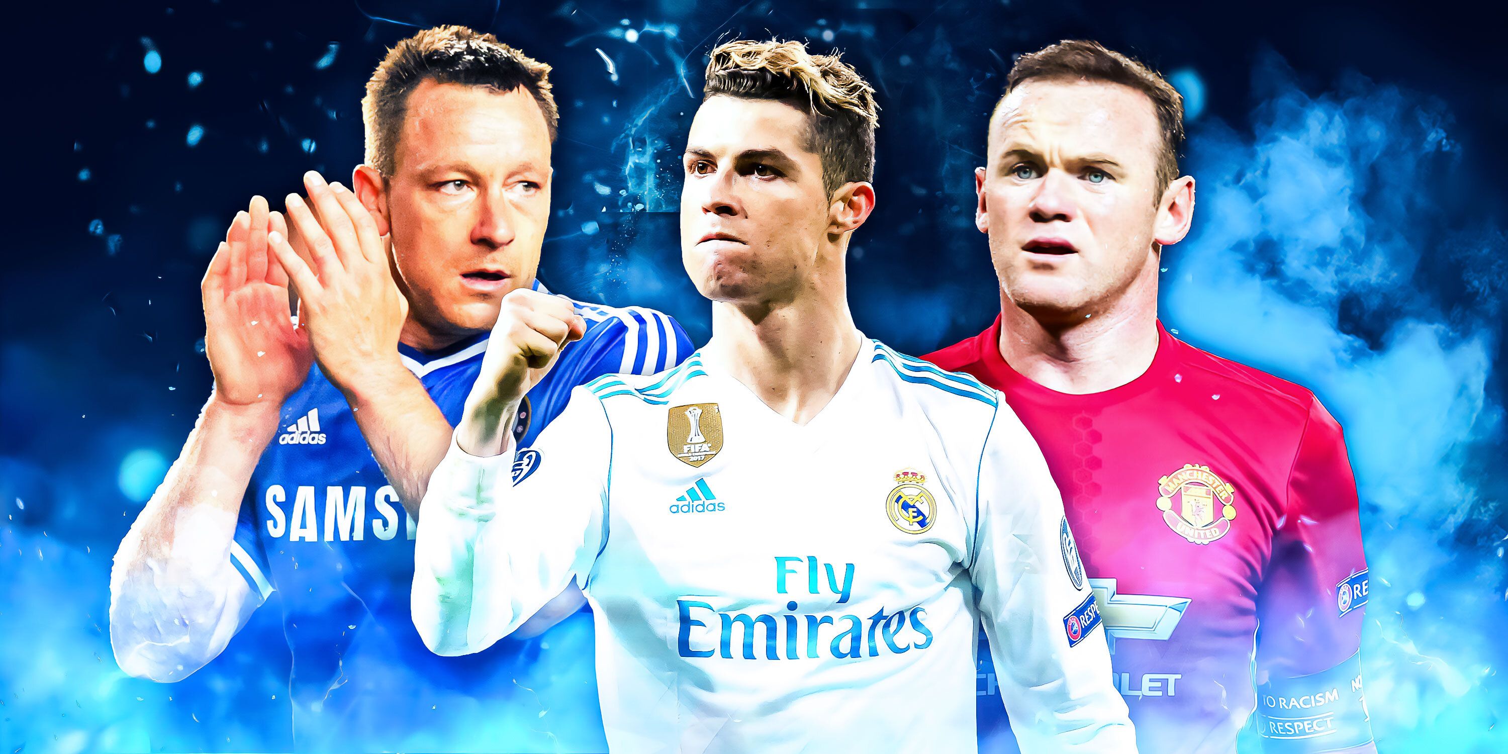 Cristiano Ronaldo (Real Madrid), Wayne Rooney (Man Utd) and John Terry (Chelsea) looking sad/annoyed