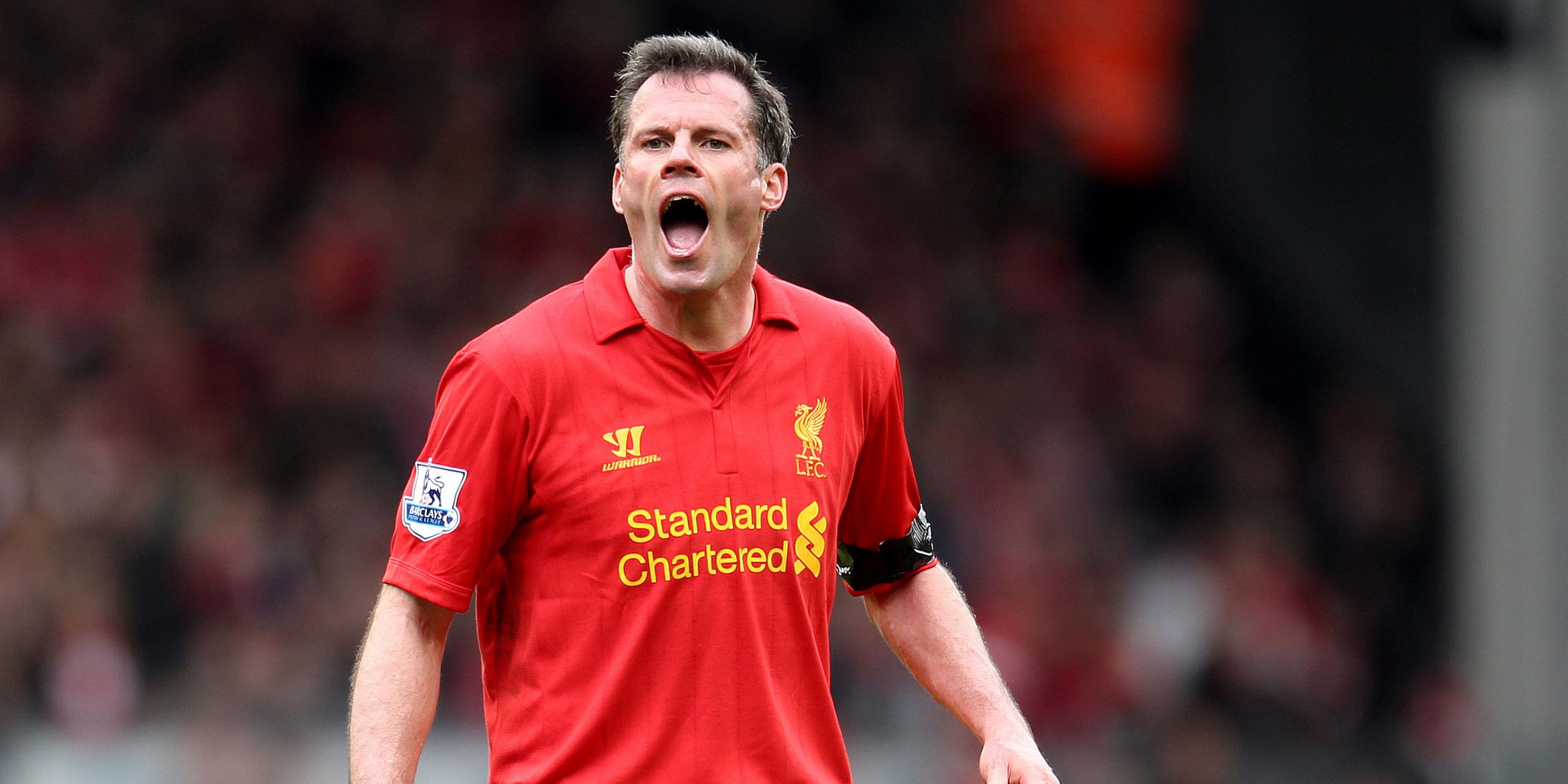 Jamie Carragher playing for Liverpool