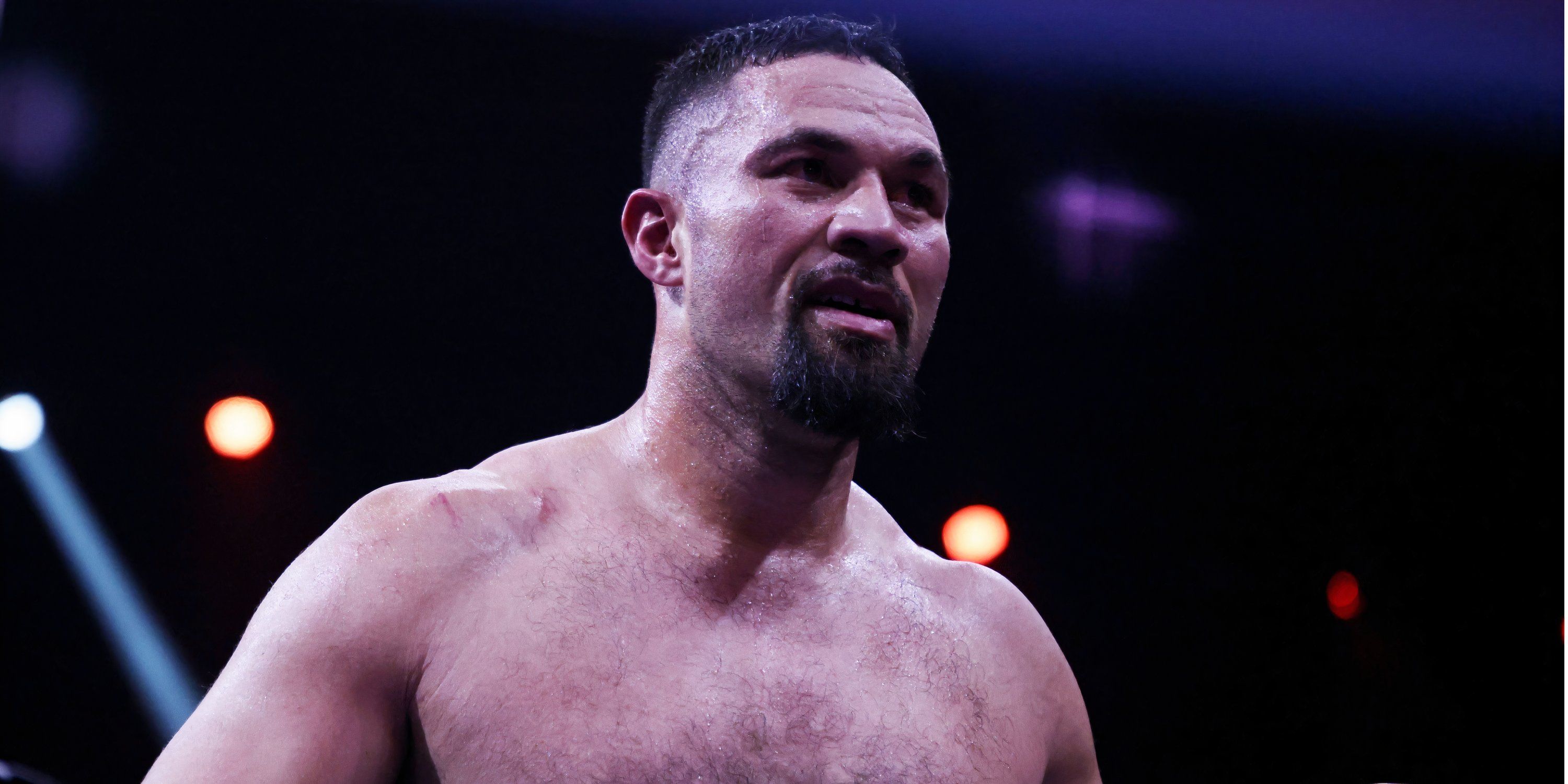 Joseph Parker Grimaces in a Boxing Ring